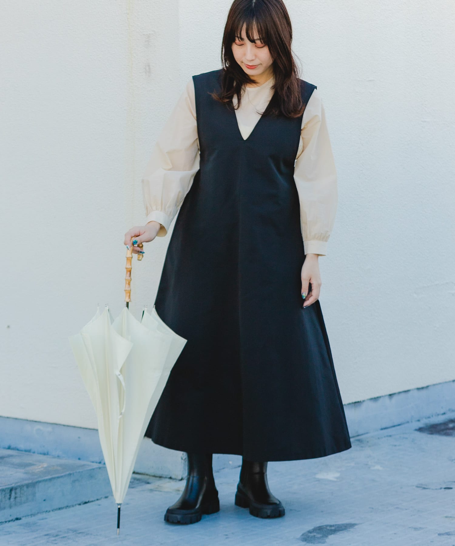 厚底サイドゴアラバーブーツ BLACK 37