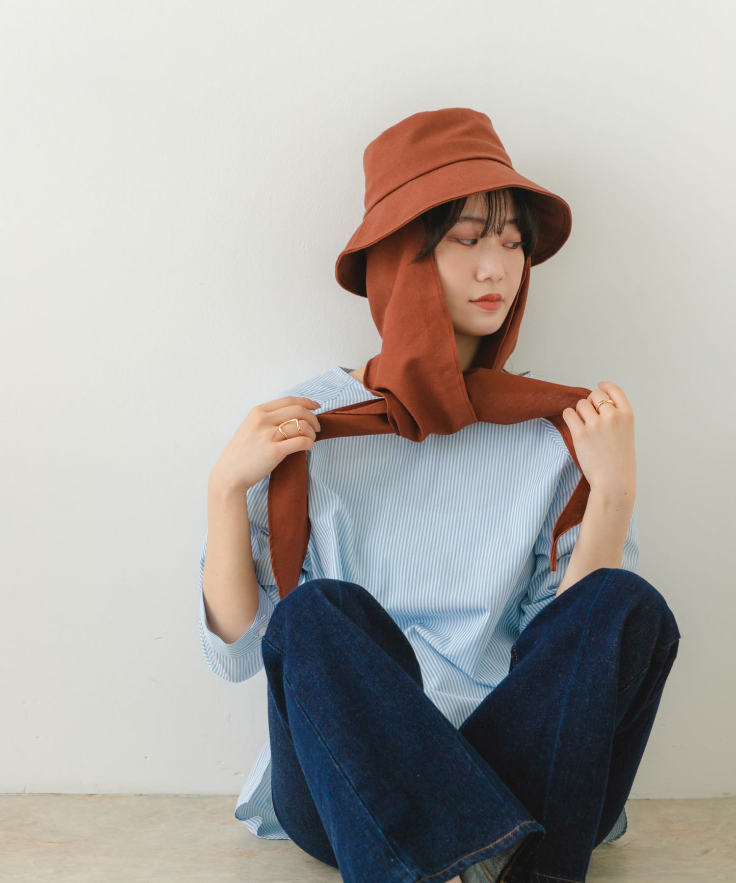 スカーフバケットハット BROWN FREE
