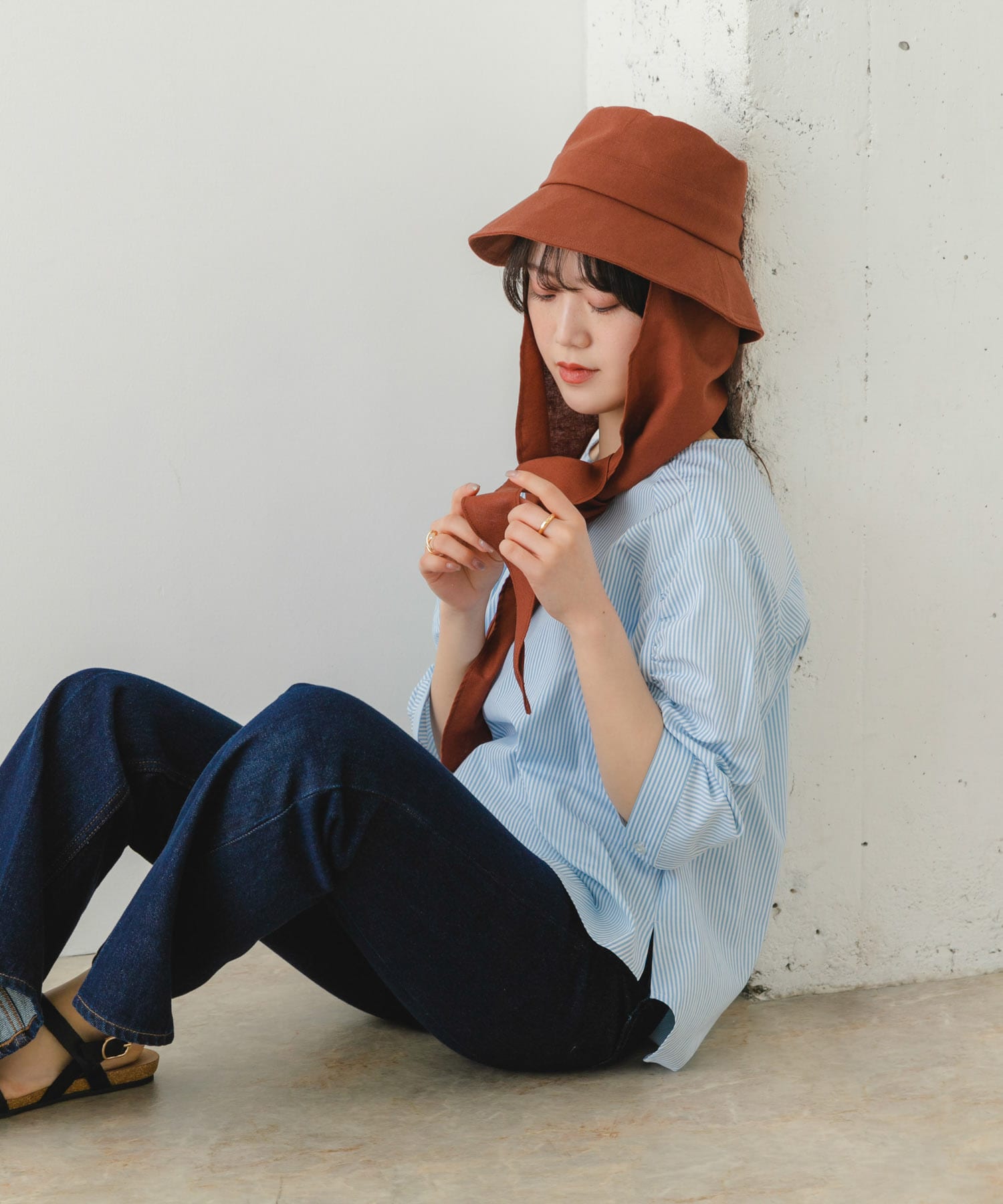 スカーフバケットハット BROWN FREE
