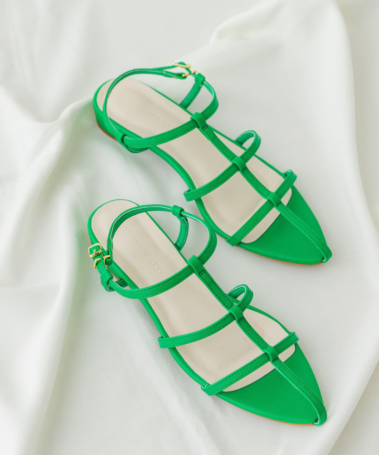 ナローストラップサンダル GREEN 36
