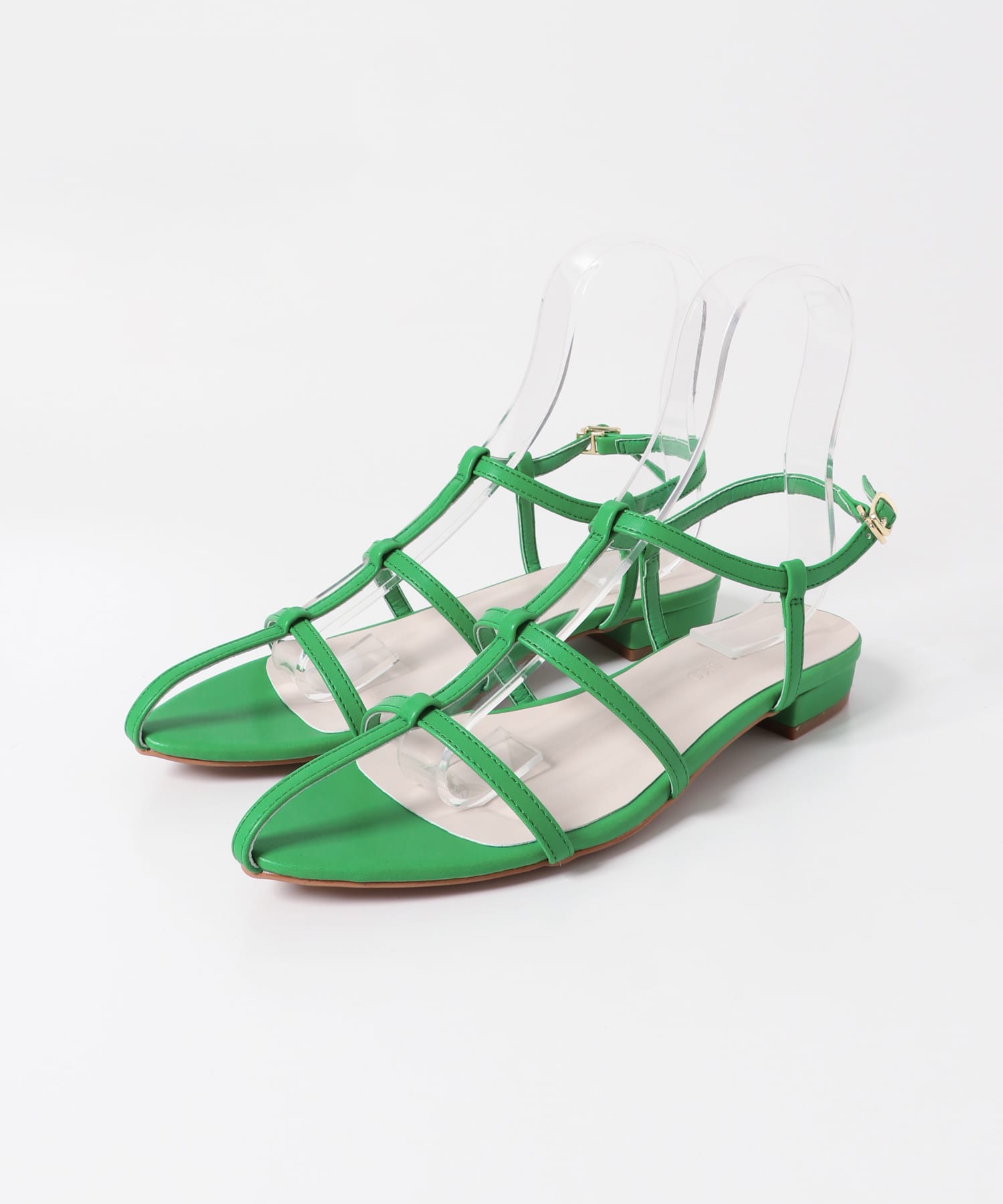 ナローストラップサンダル GREEN 36