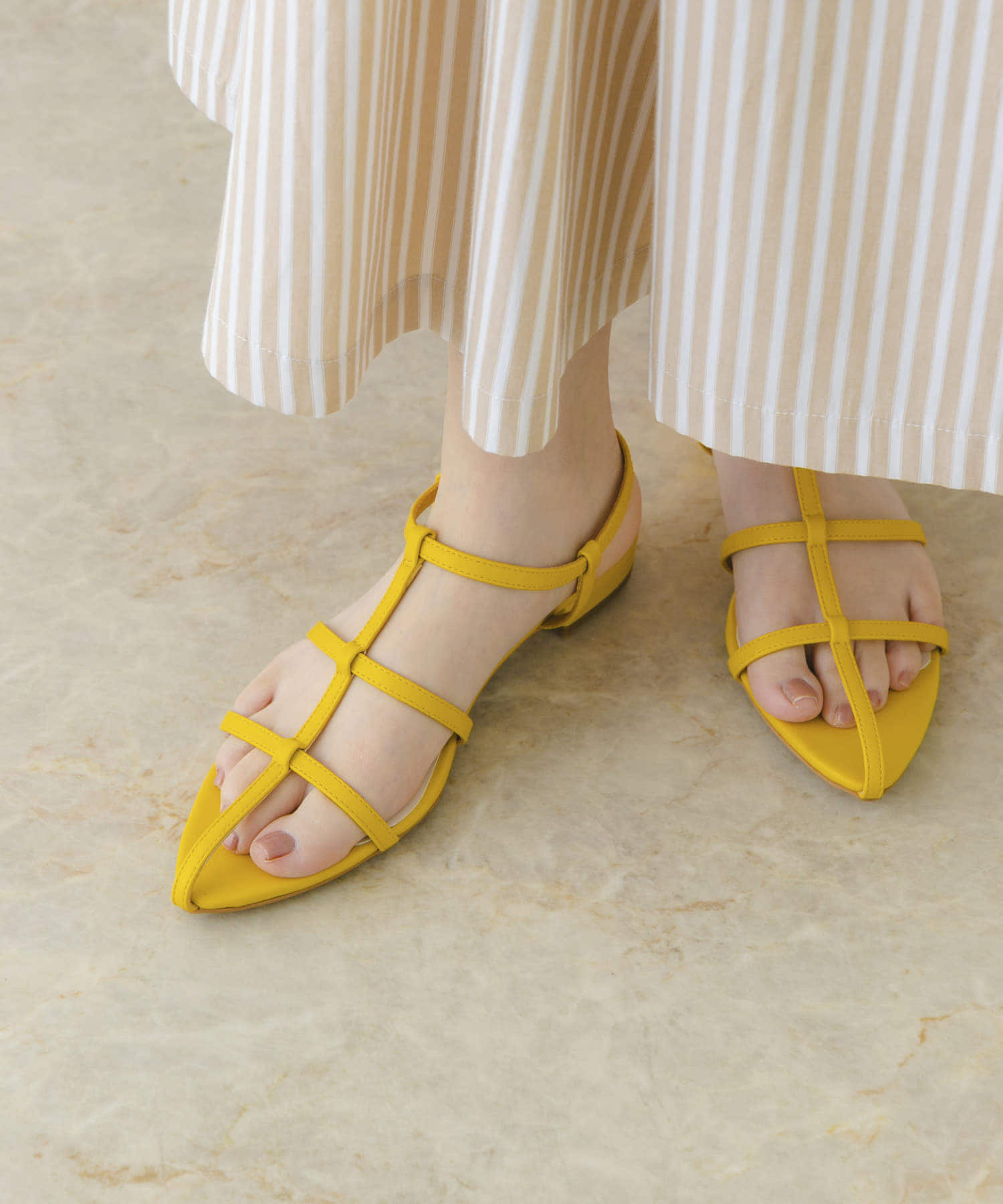 ナローストラップサンダル YELLOW 36