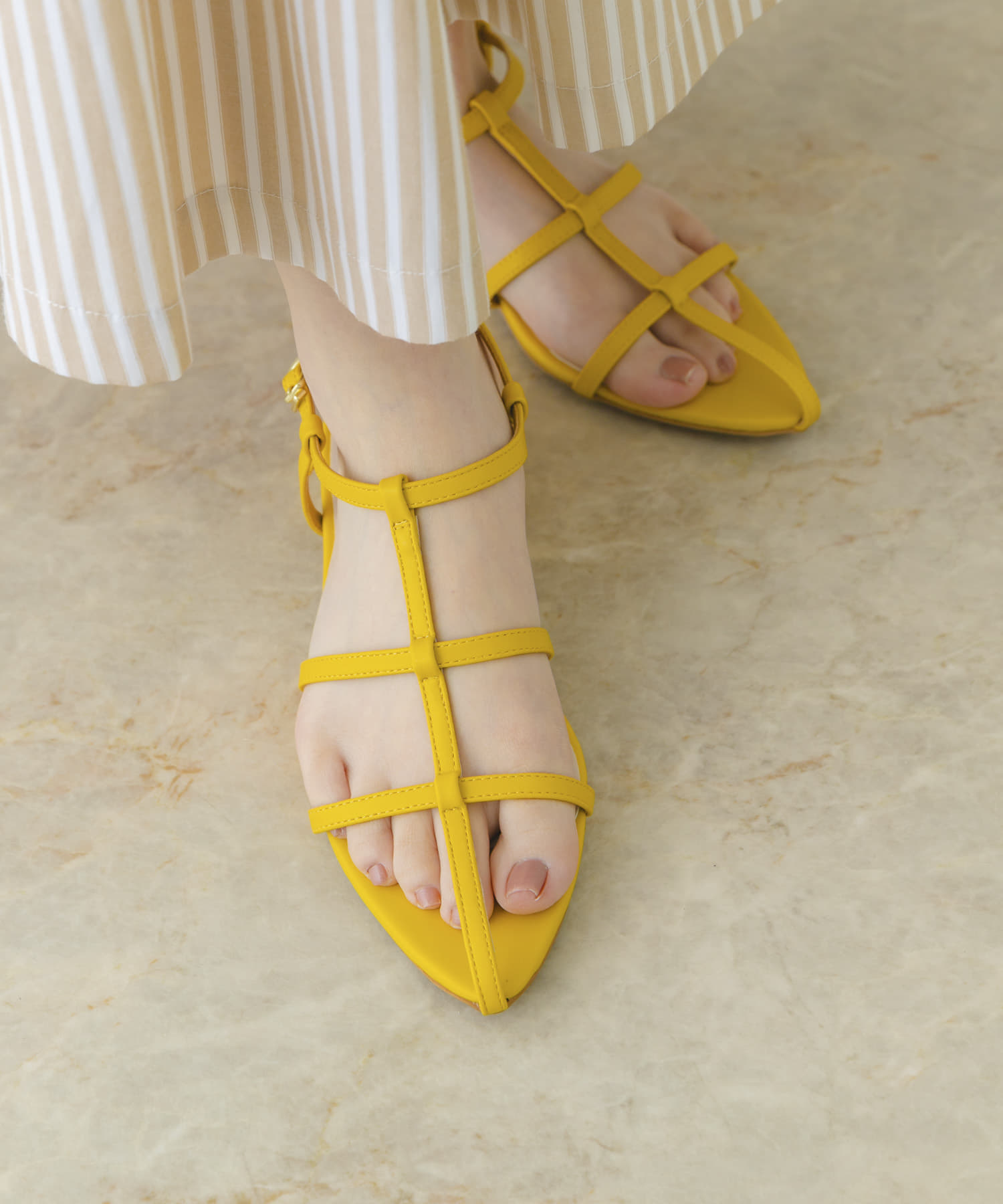 ナローストラップサンダル YELLOW 36