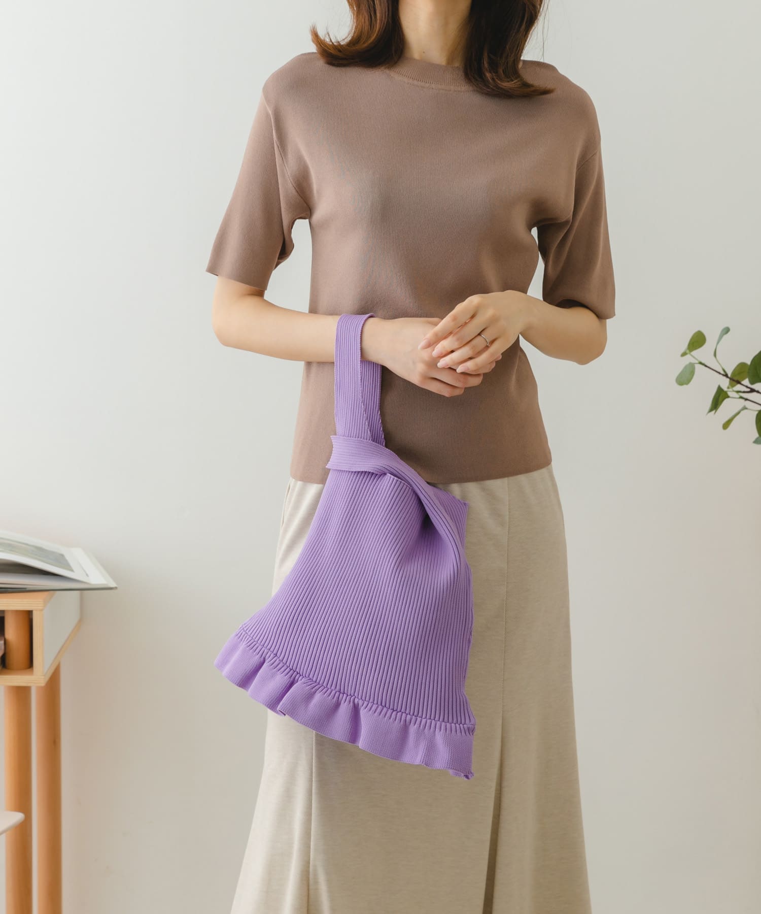 ニットフリルバッグ LAVENDER one