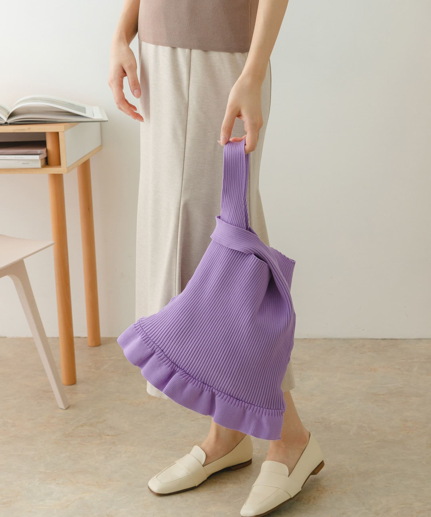 ニットフリルバッグ LAVENDER one