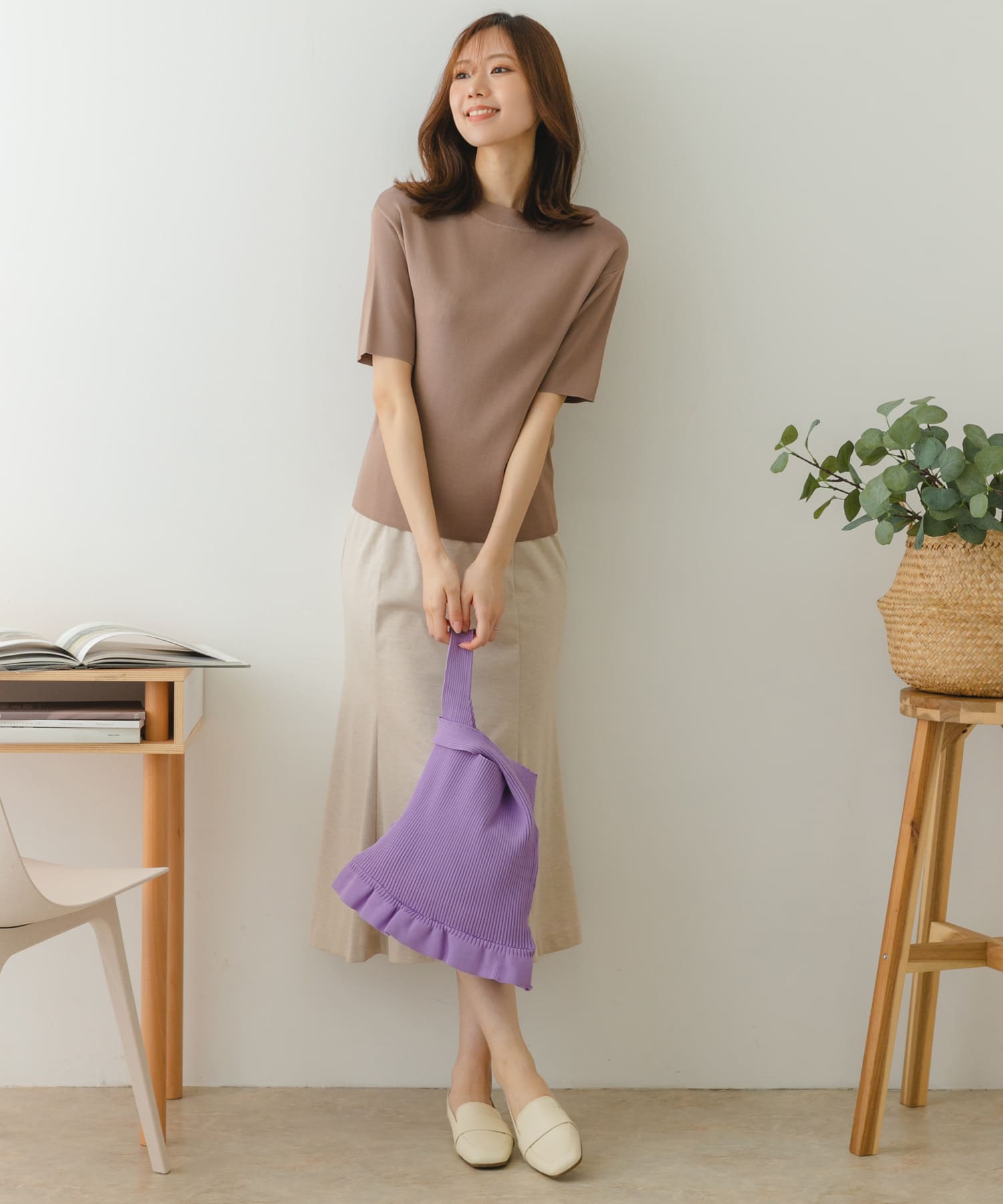 ニットフリルバッグ LAVENDER one