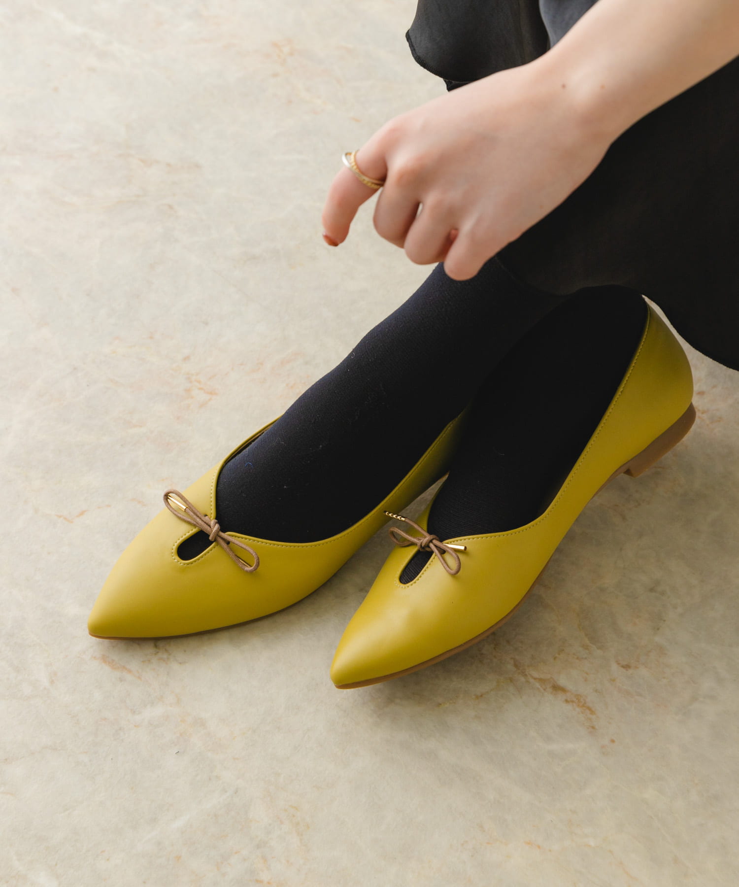 『MADE IN JAPAN』プチリボンパンプス MUSTARD 36