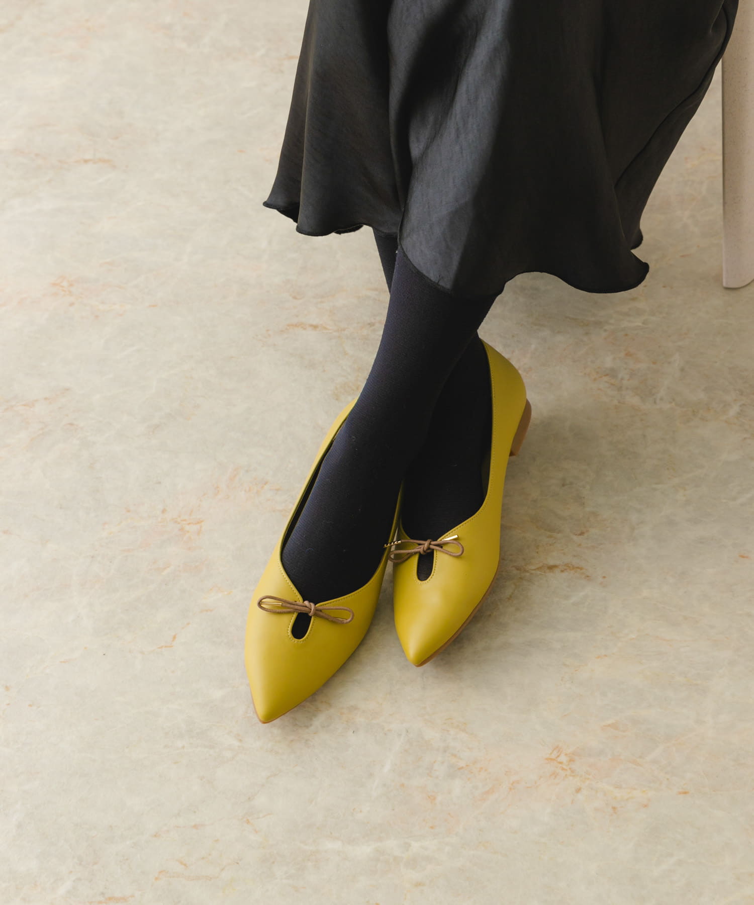 『MADE IN JAPAN』プチリボンパンプス MUSTARD 36