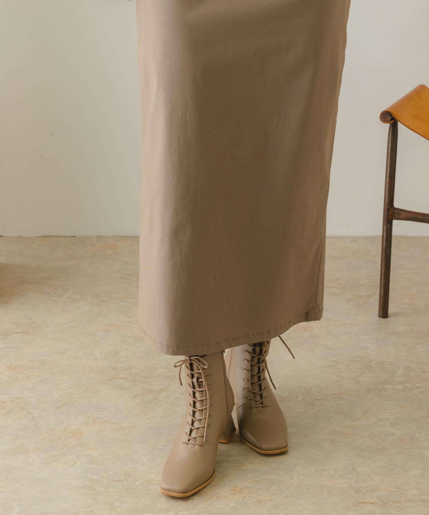 5.5cmレースアップブーツ GREIGE 37