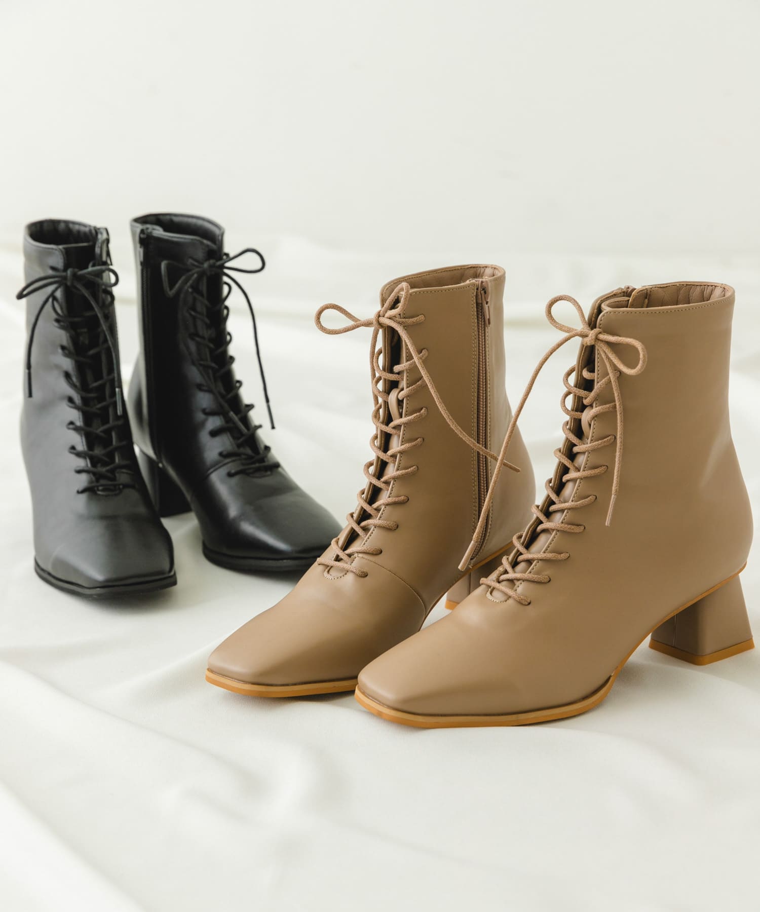 5.5cmレースアップブーツ GREIGE 37