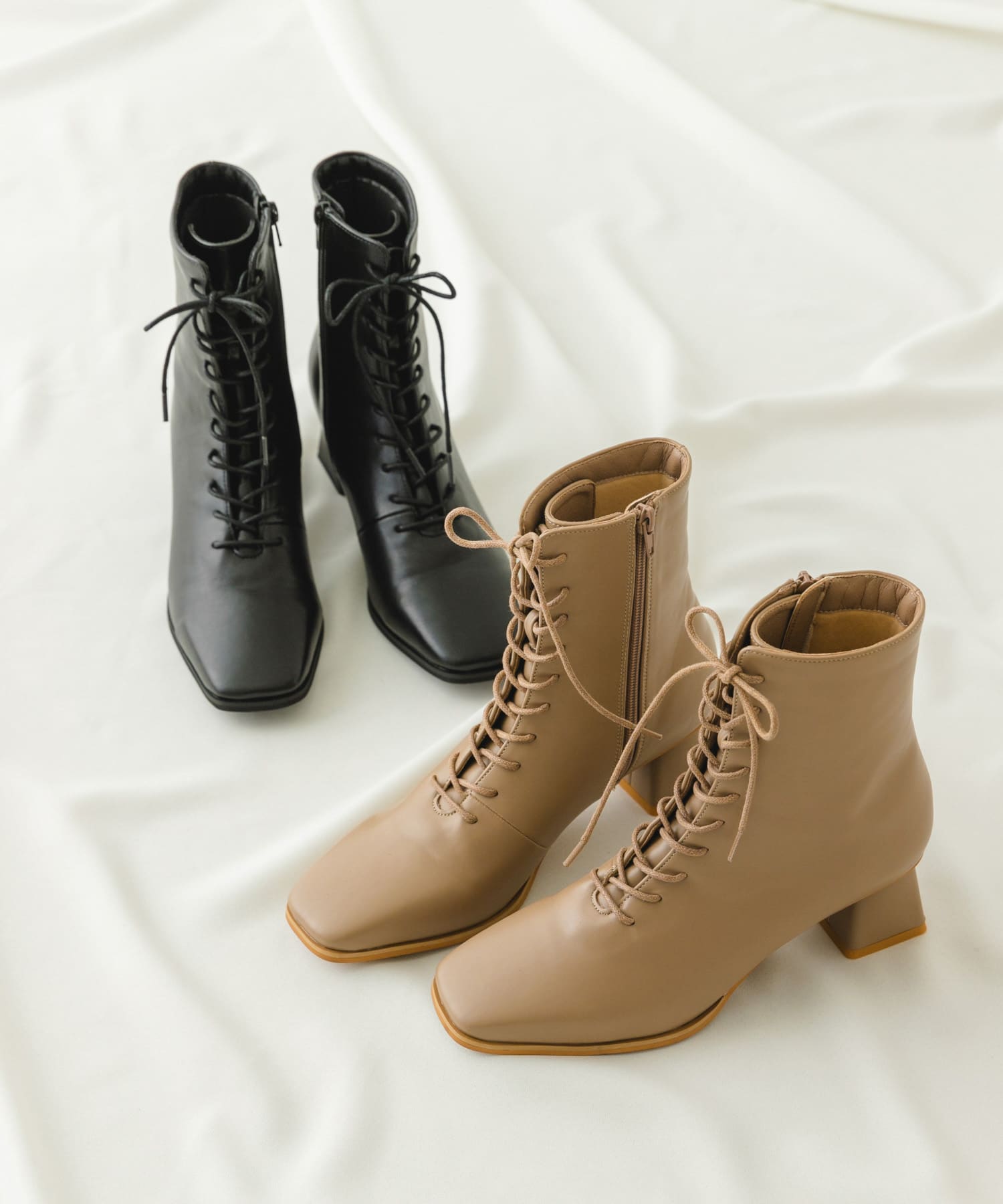 5.5cmレースアップブーツ GREIGE 37
