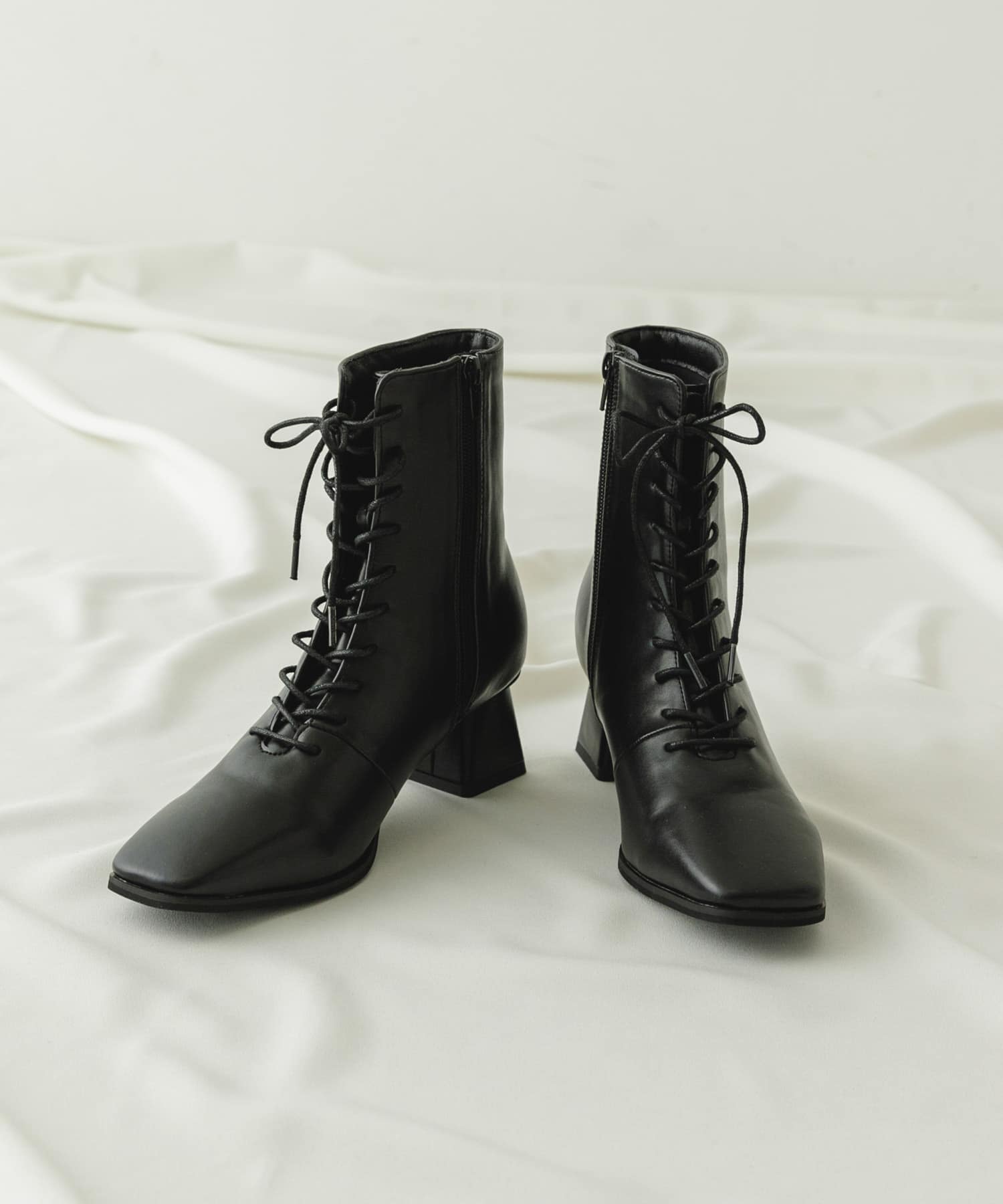 5.5cmレースアップブーツ BLACK 36