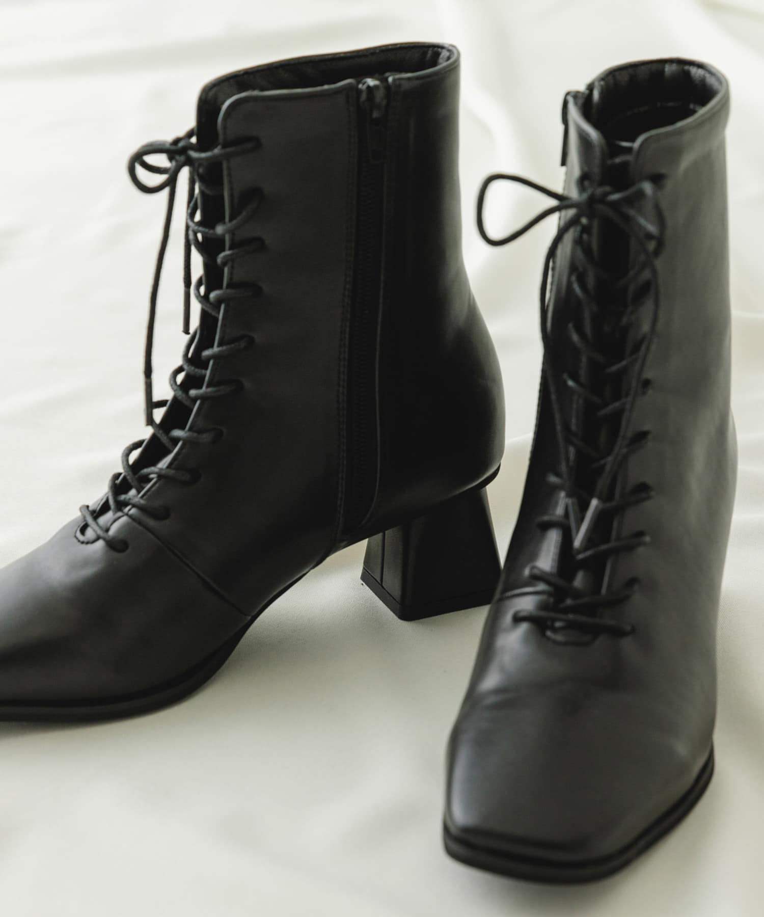 5.5cmレースアップブーツ BLACK 36