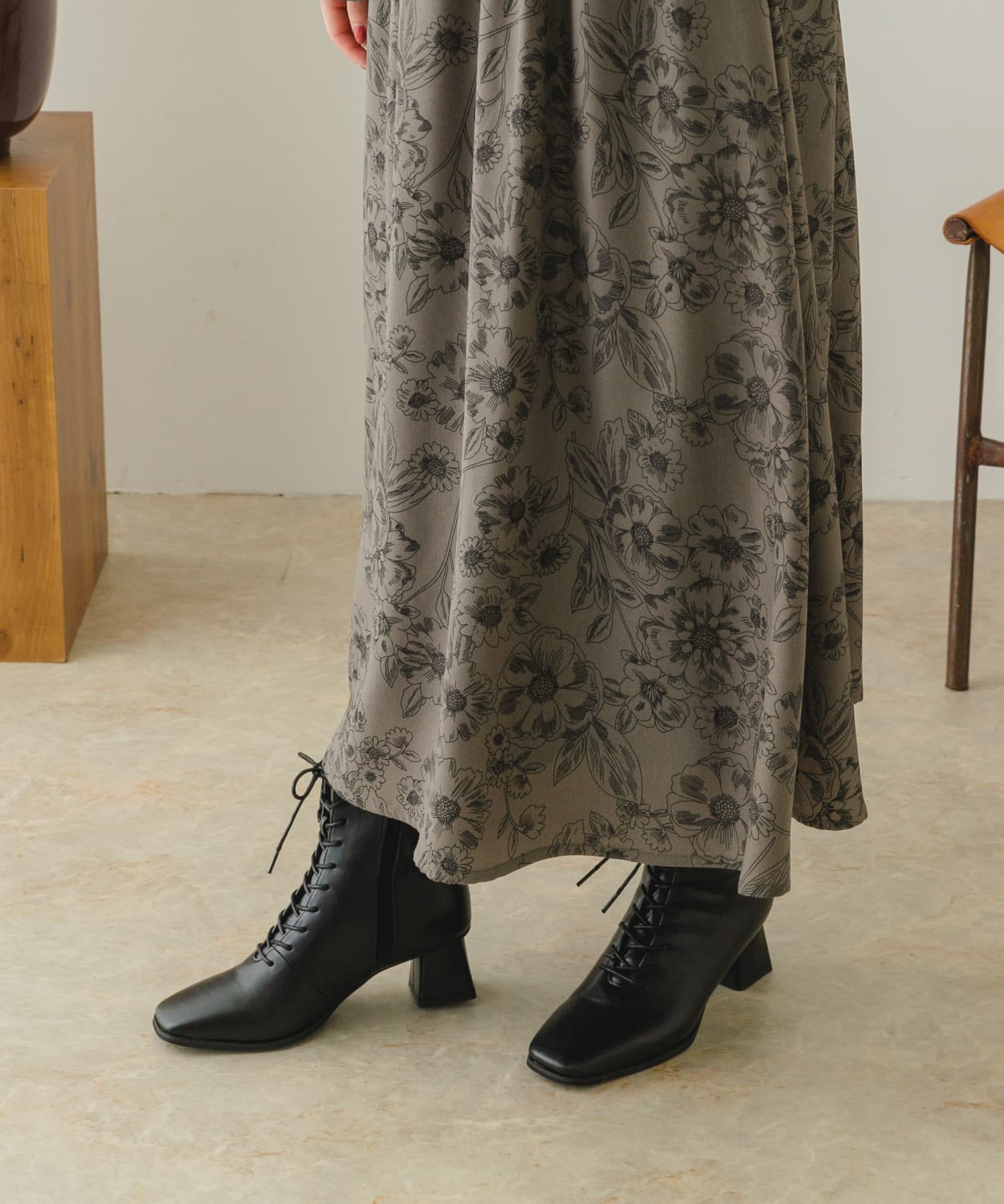 5.5cmレースアップブーツ BLACK 36