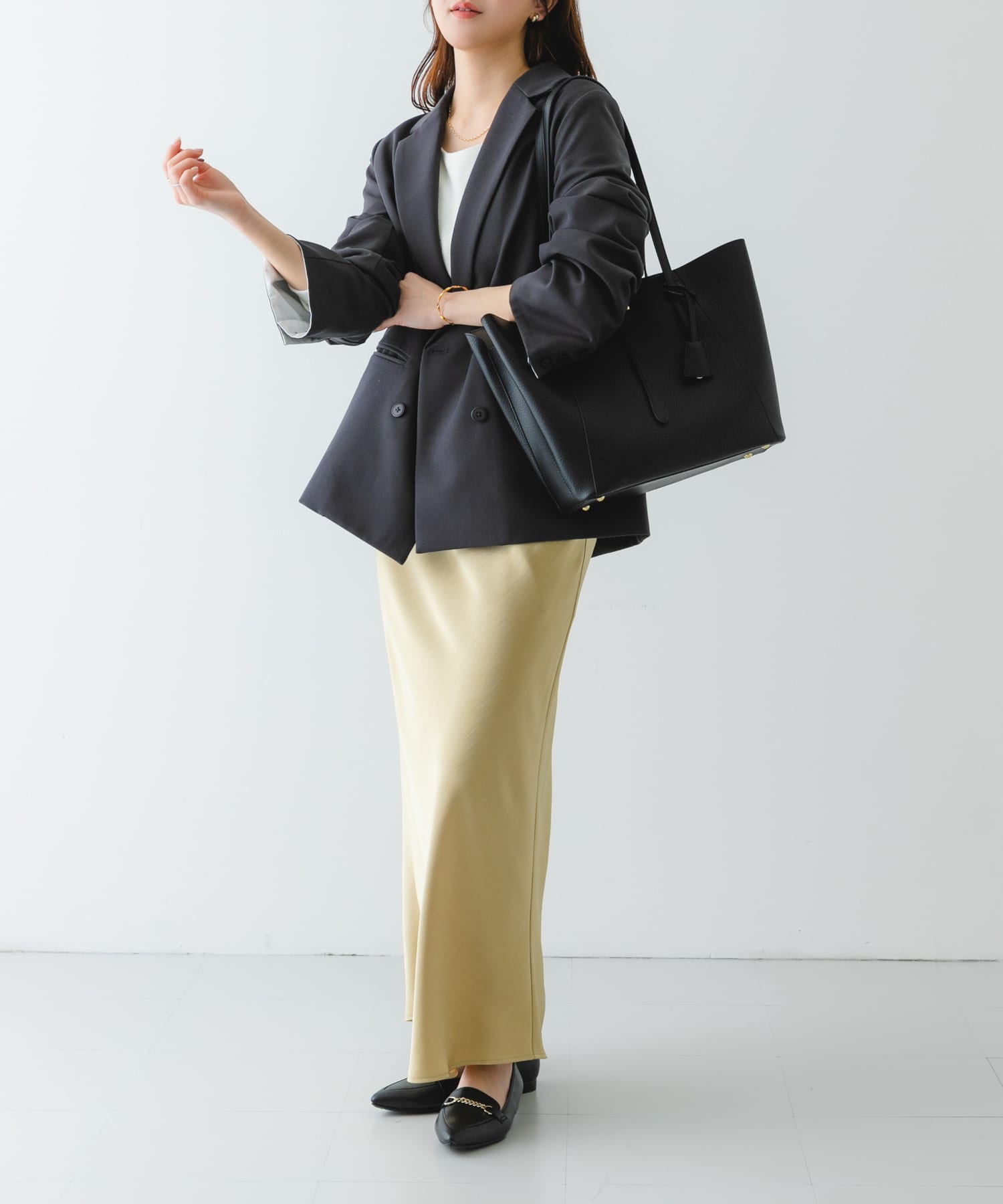 チャーム付A4トートバッグ BLACK one