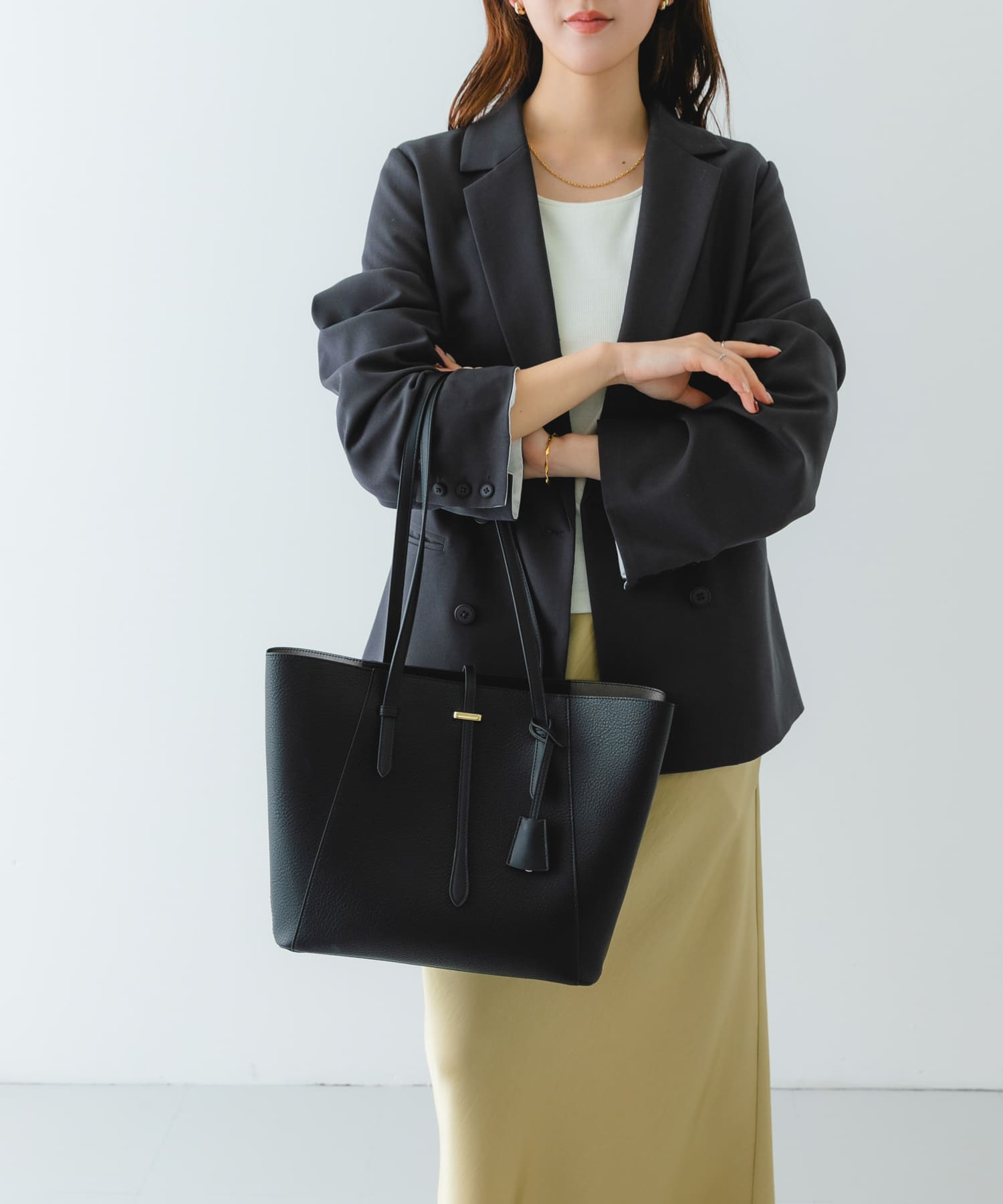 チャーム付A4トートバッグ BLACK one
