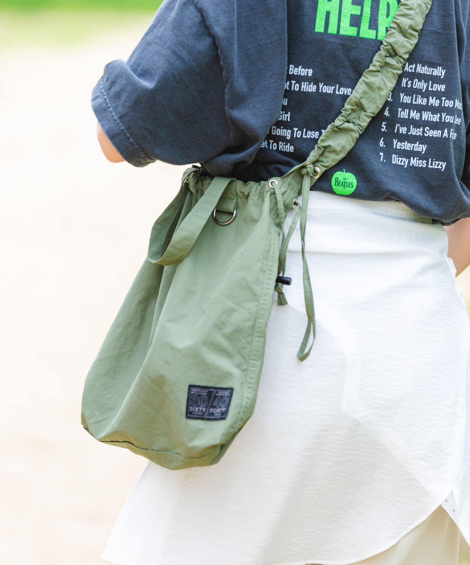 『ユニセックス』ミニロクヨンギャザーショルダートート KHAKI one