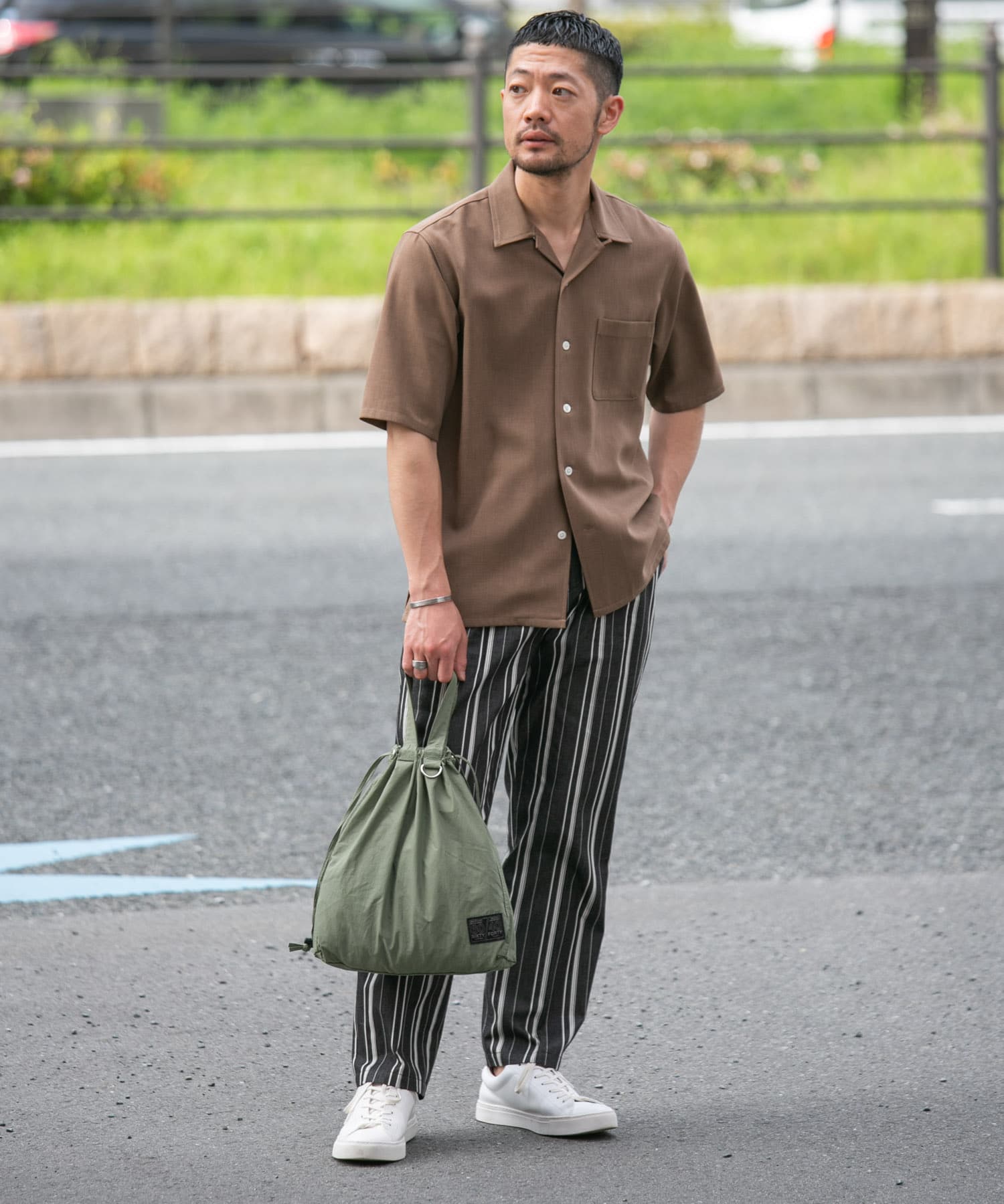 『ユニセックス』ミニロクヨンギャザーショルダートート KHAKI one