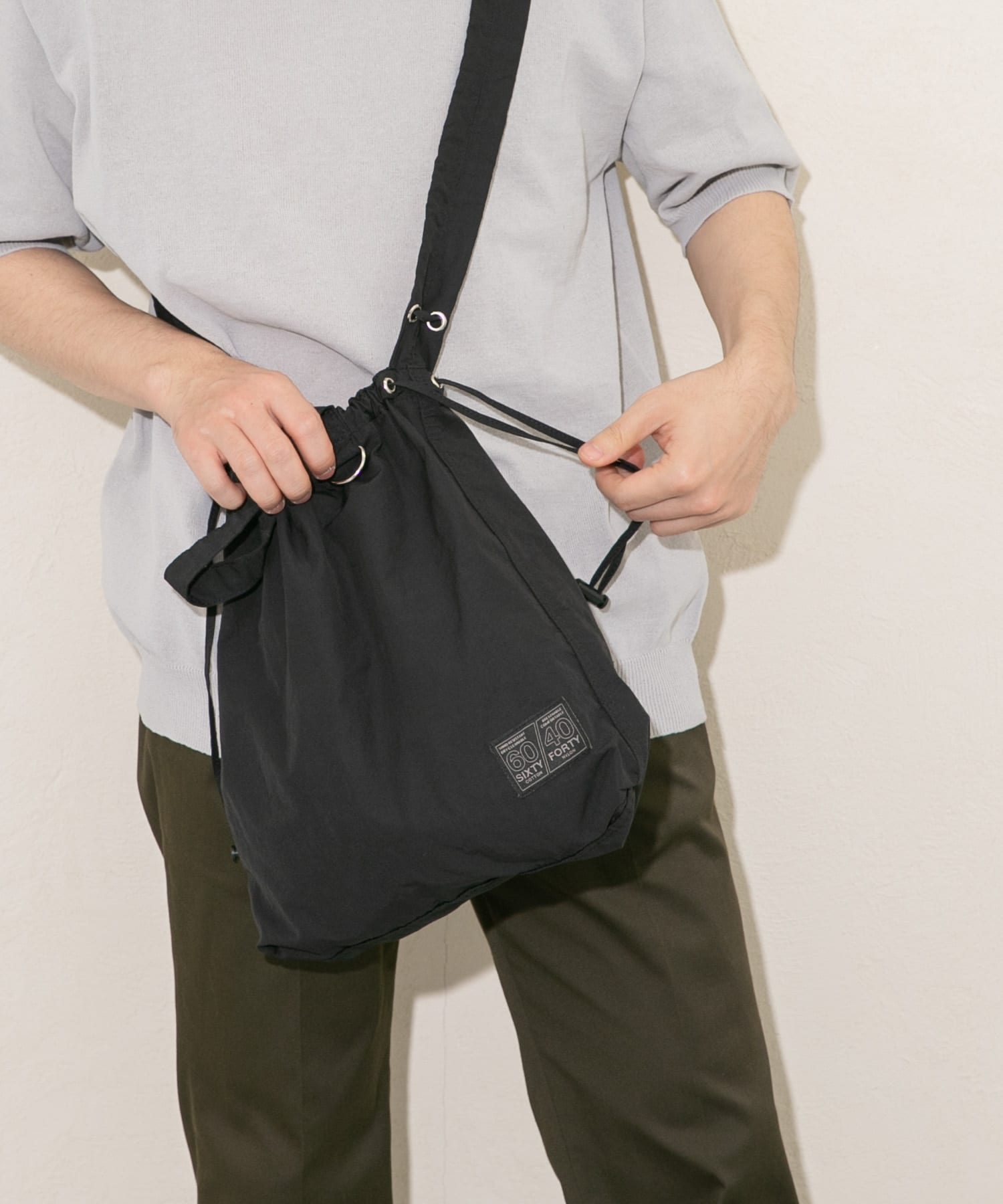 『ユニセックス』ミニロクヨンギャザーショルダートート BLACK one