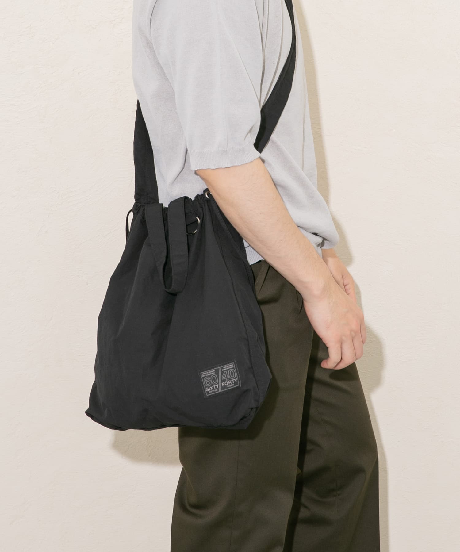 『ユニセックス』ミニロクヨンギャザーショルダートート BLACK one