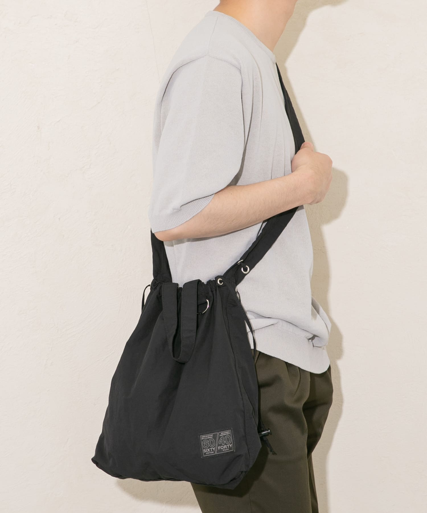 『ユニセックス』ミニロクヨンギャザーショルダートート BLACK one