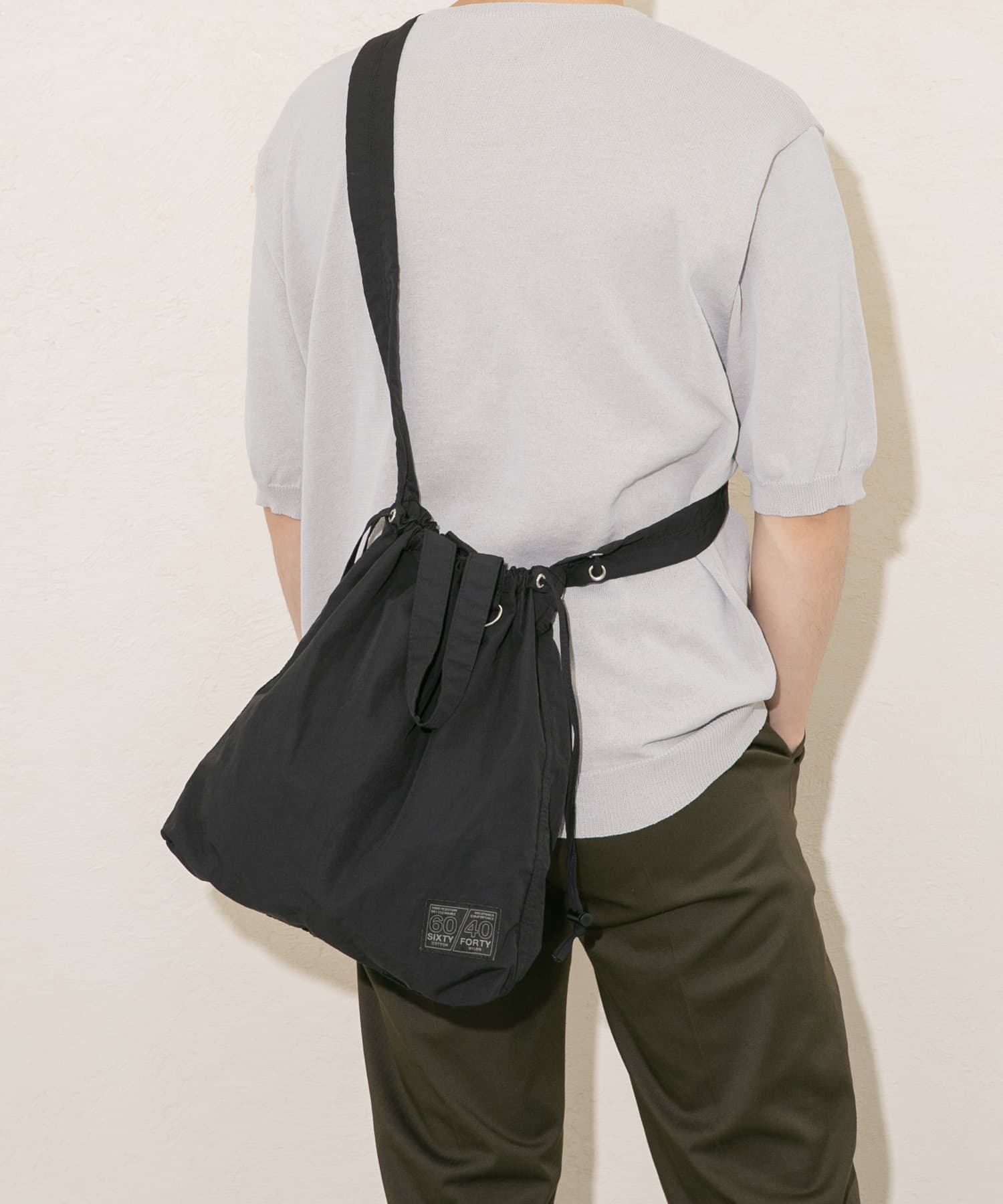 『ユニセックス』ミニロクヨンギャザーショルダートート BLACK one