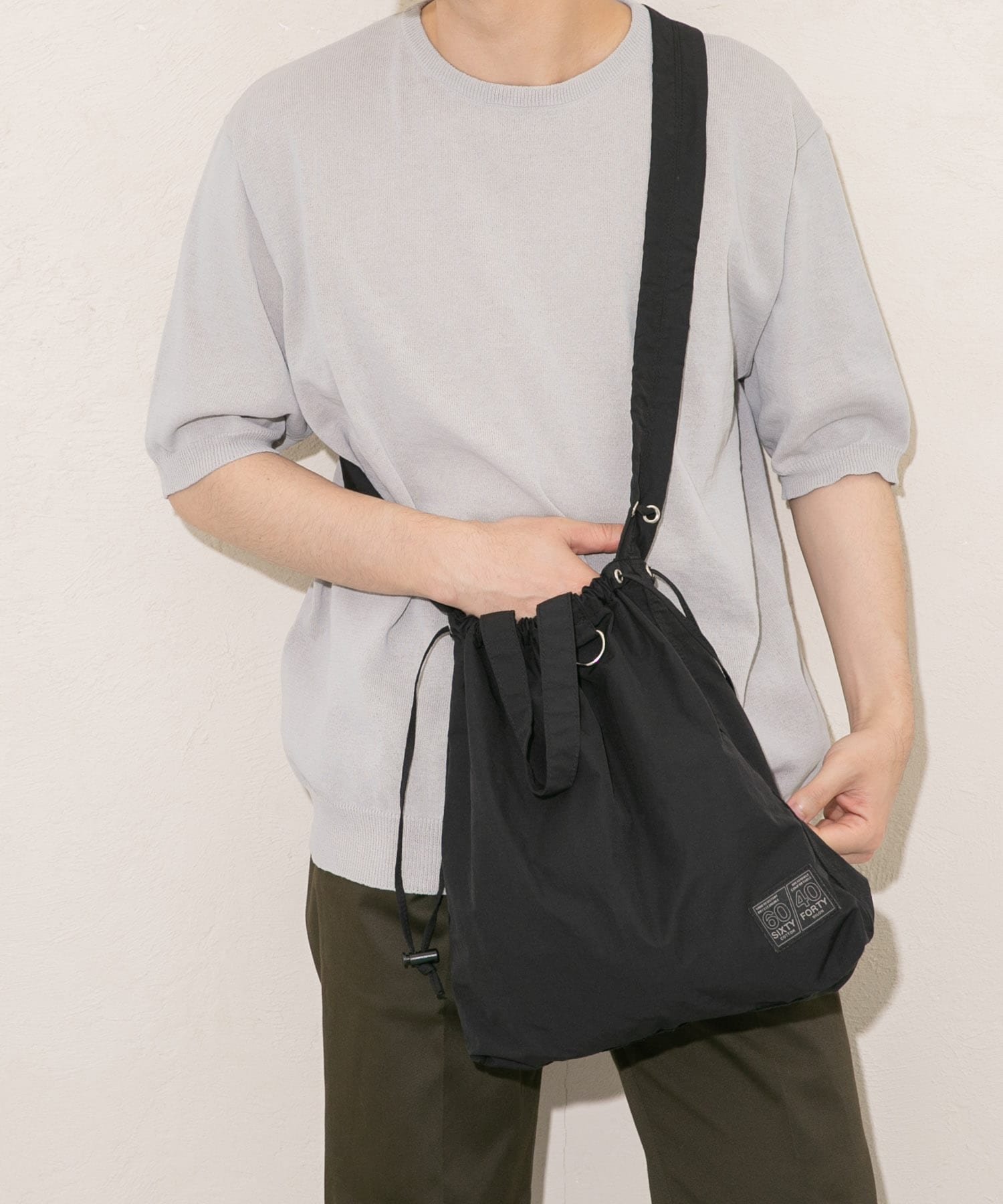 『ユニセックス』ミニロクヨンギャザーショルダートート BLACK one