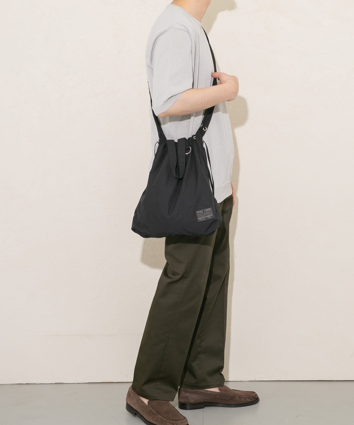 『ユニセックス』ミニロクヨンギャザーショルダートート BLACK one