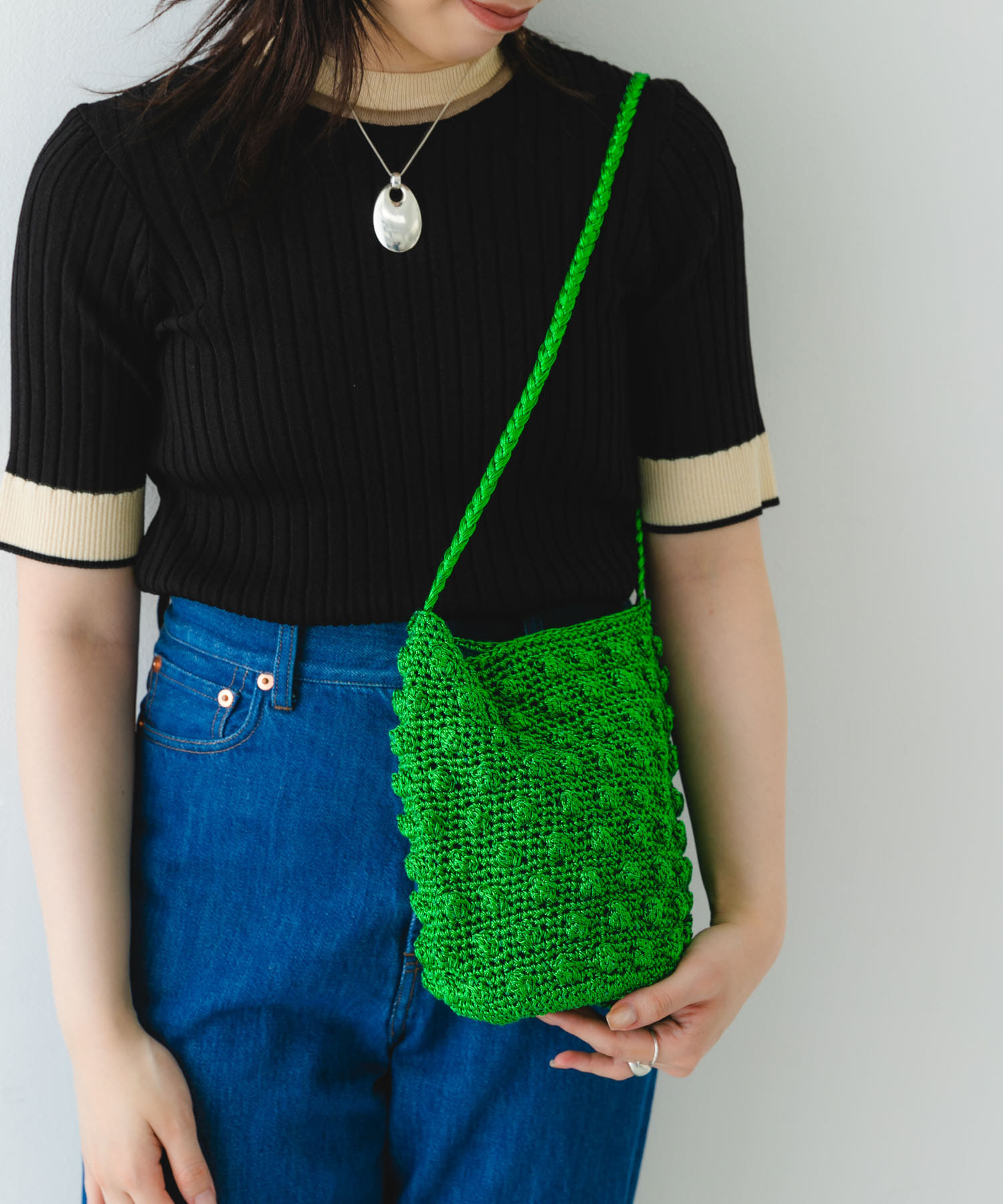 ラメポコポコショルダーバッグ GREEN one