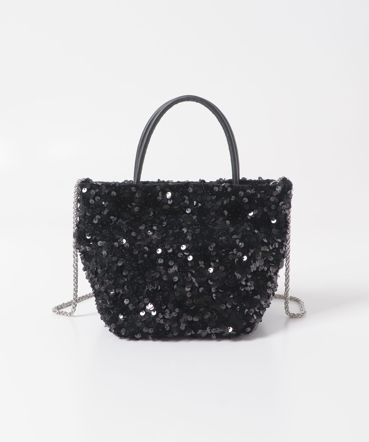 チェーン付きスパンコールバッグ BLACK one
