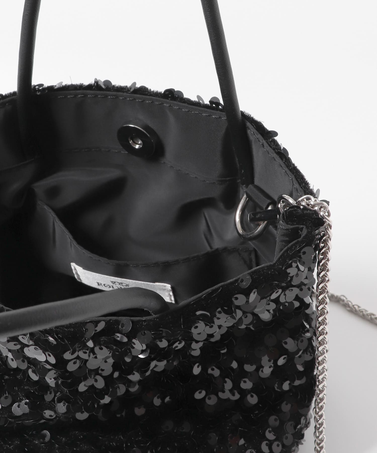 チェーン付きスパンコールバッグ BLACK one