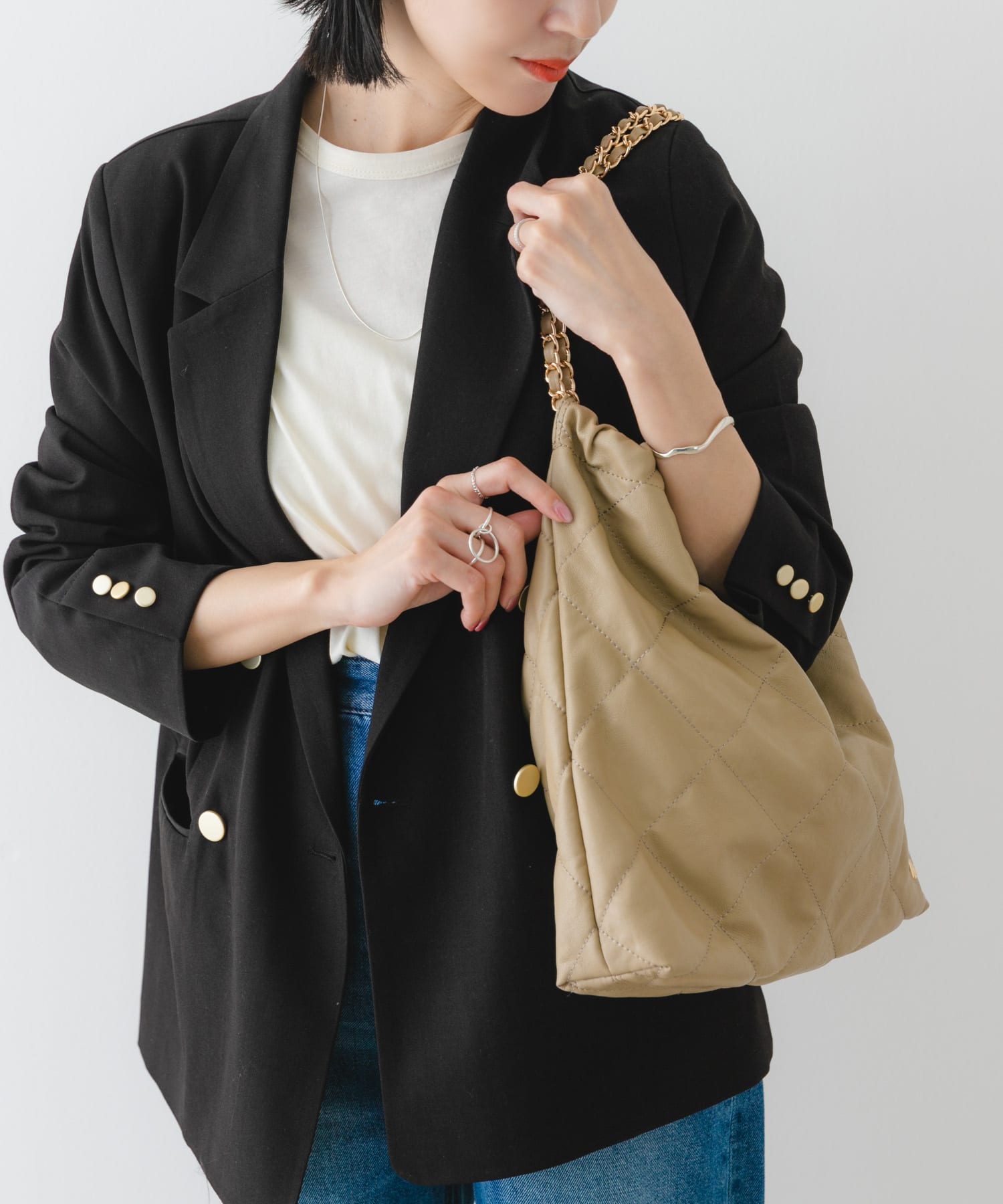 キルトチェーンバッグ BEIGE one