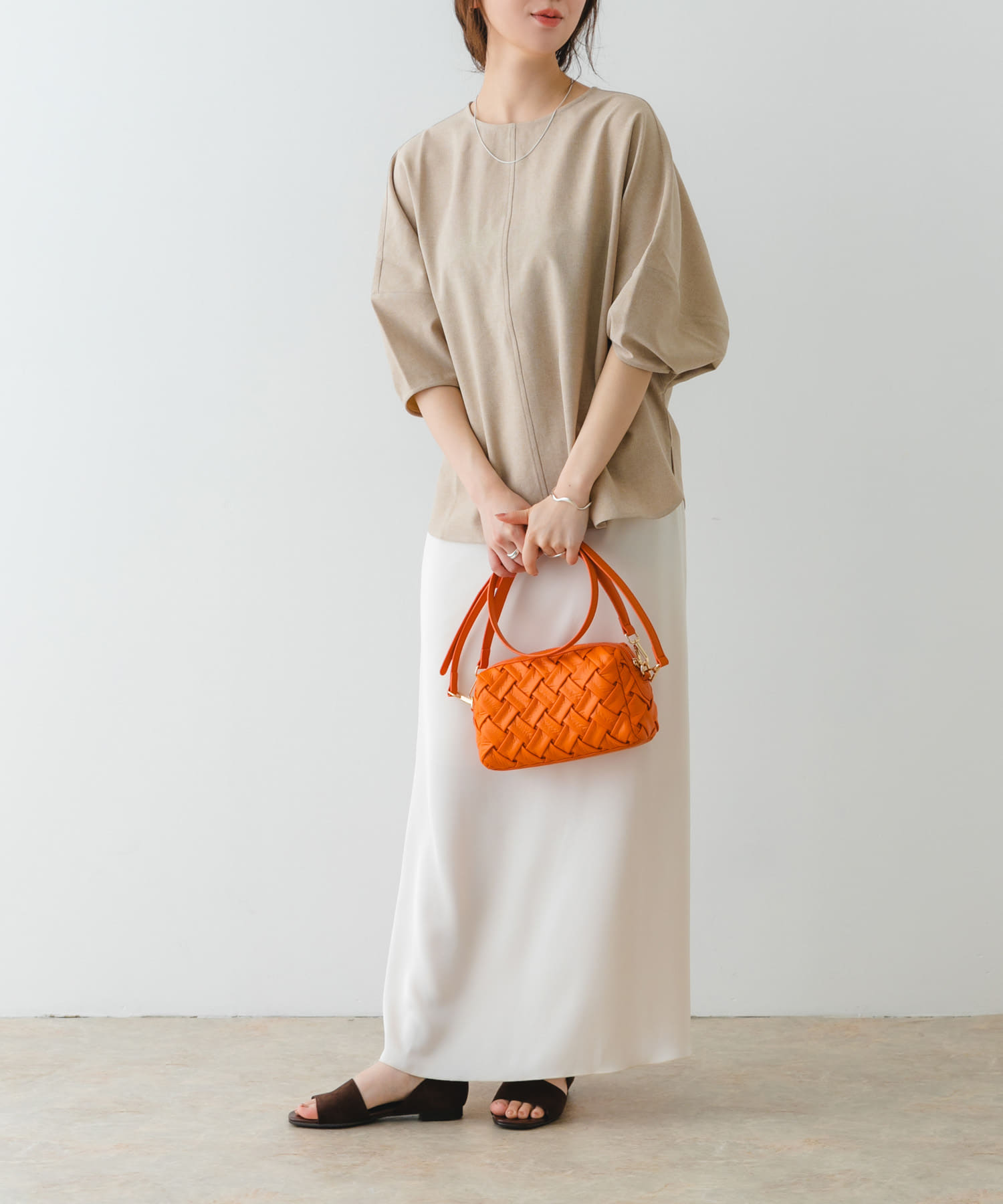 メッシュライクショルダーバッグ ORANGE one