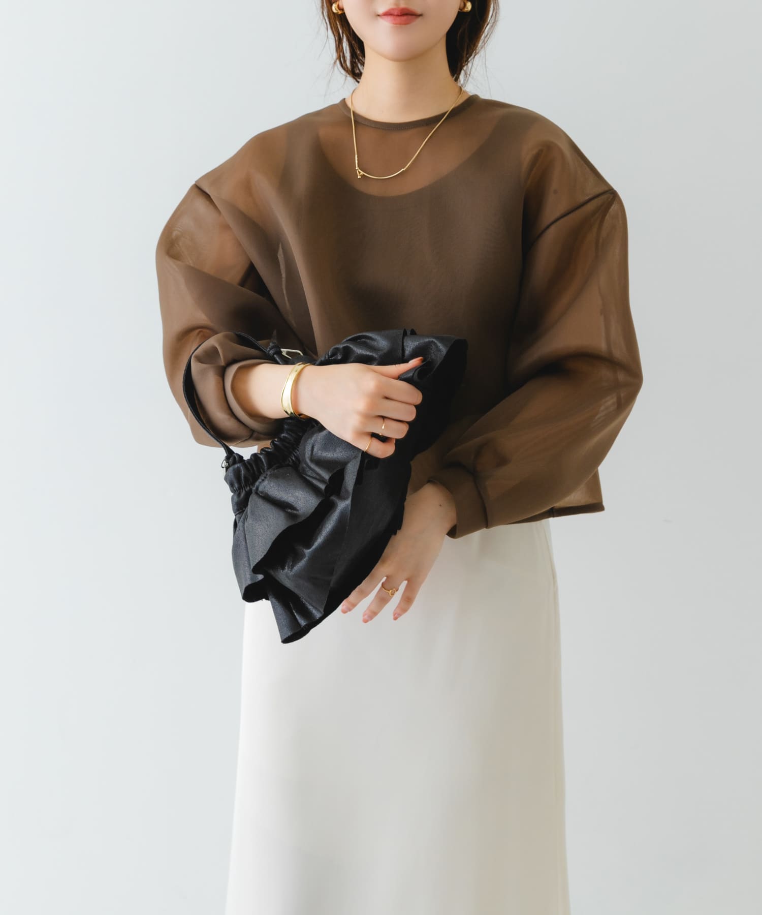 フリルメタリックミニバッグ BLACK one