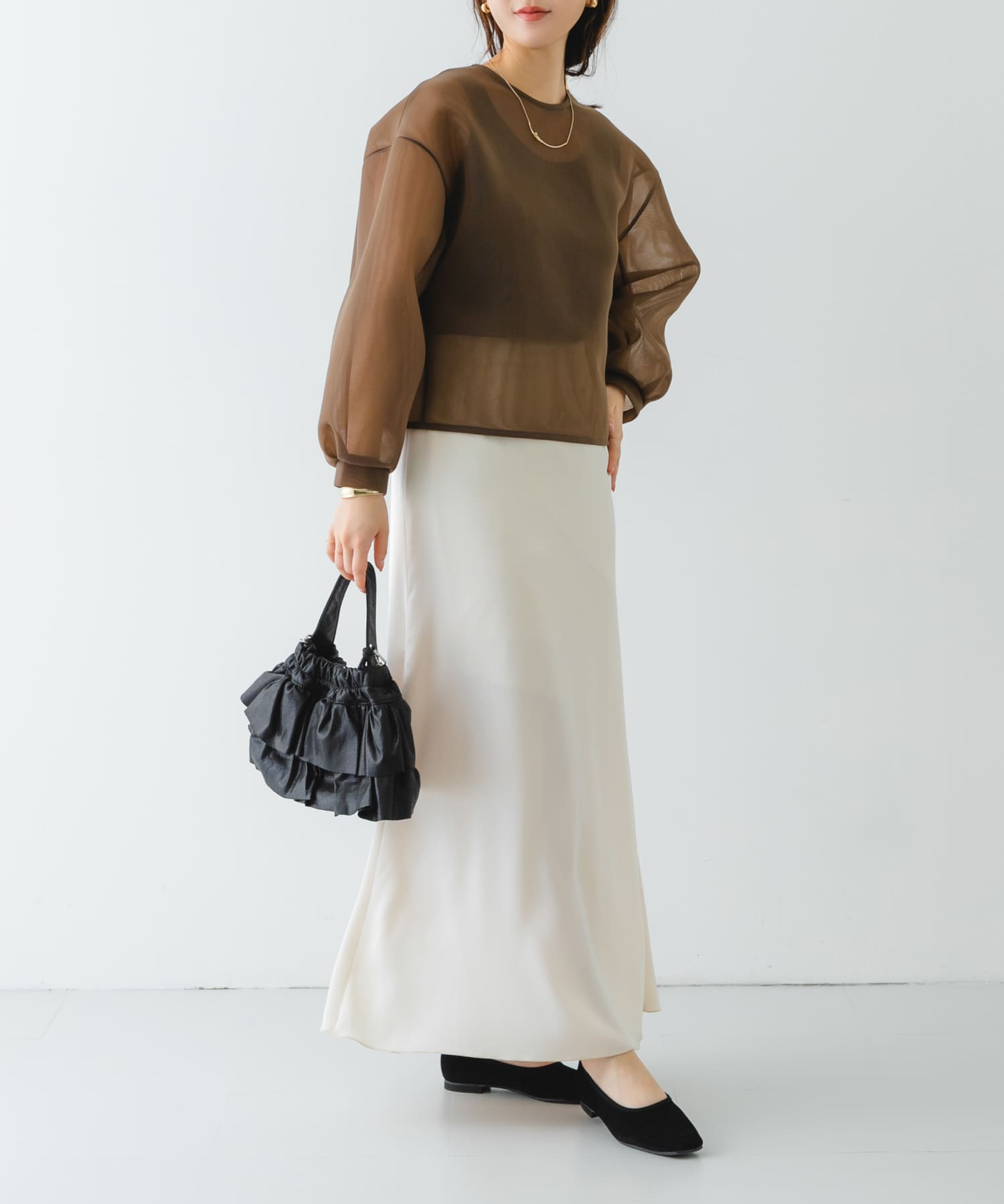 フリルメタリックミニバッグ BLACK one