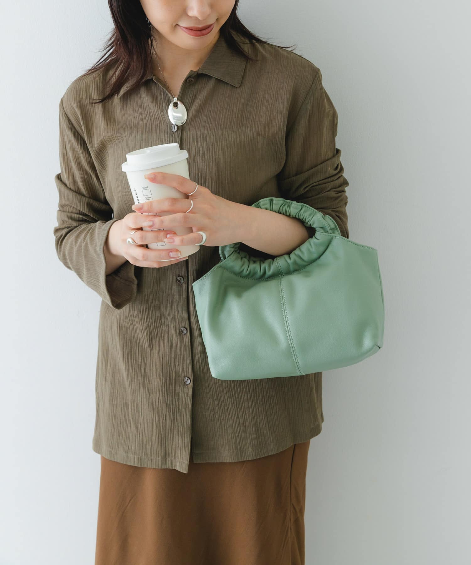 ギャザーハンドルバッグ MINT one