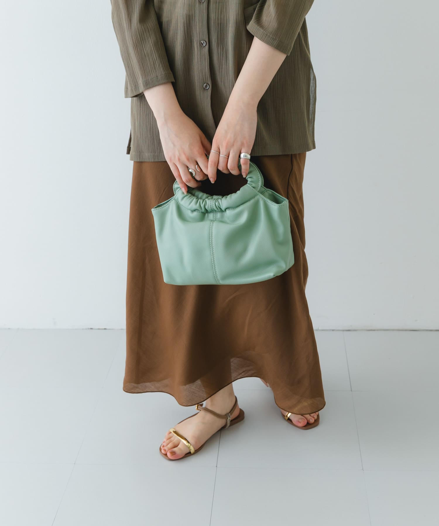 ギャザーハンドルバッグ MINT one
