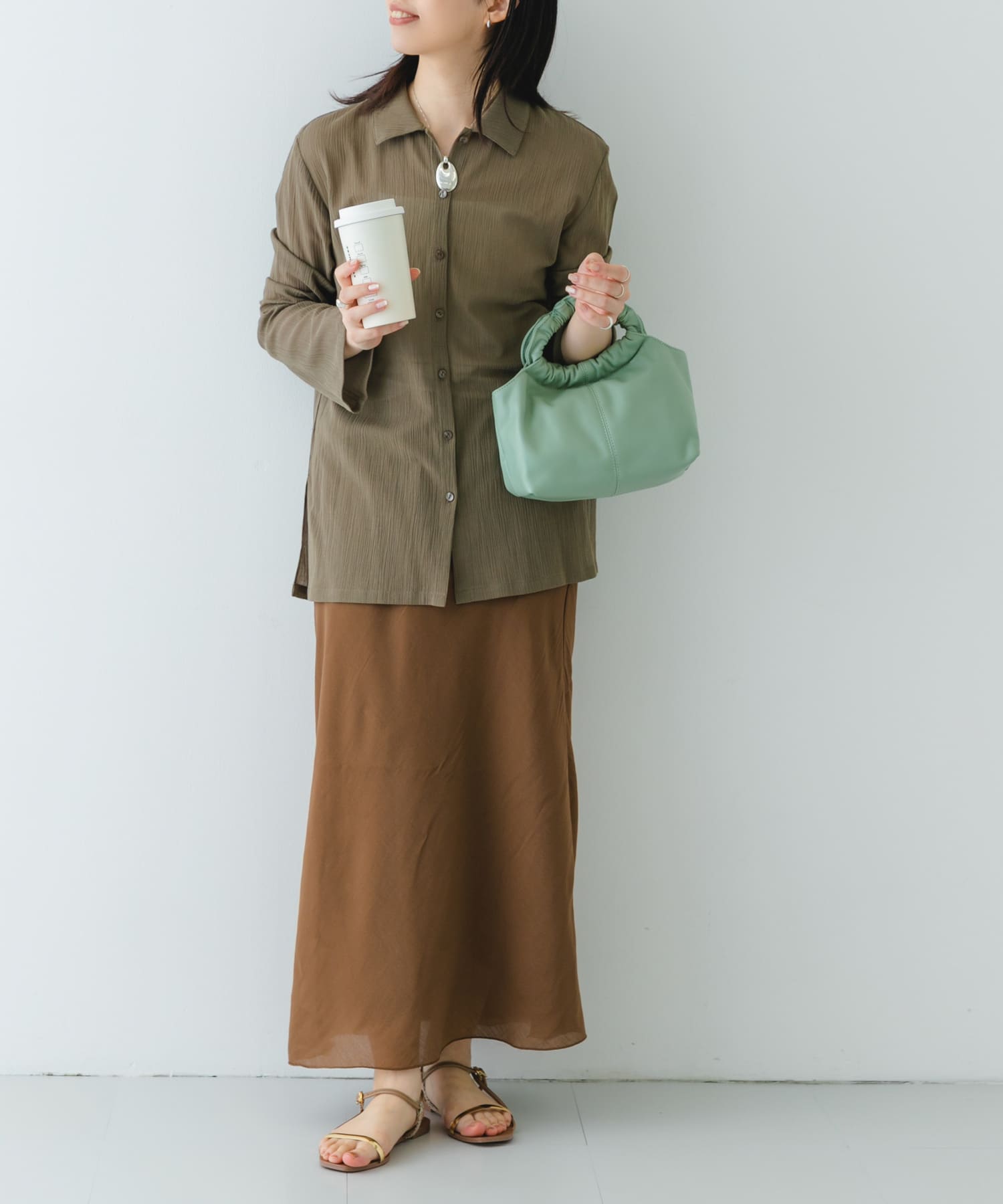 ギャザーハンドルバッグ MINT one