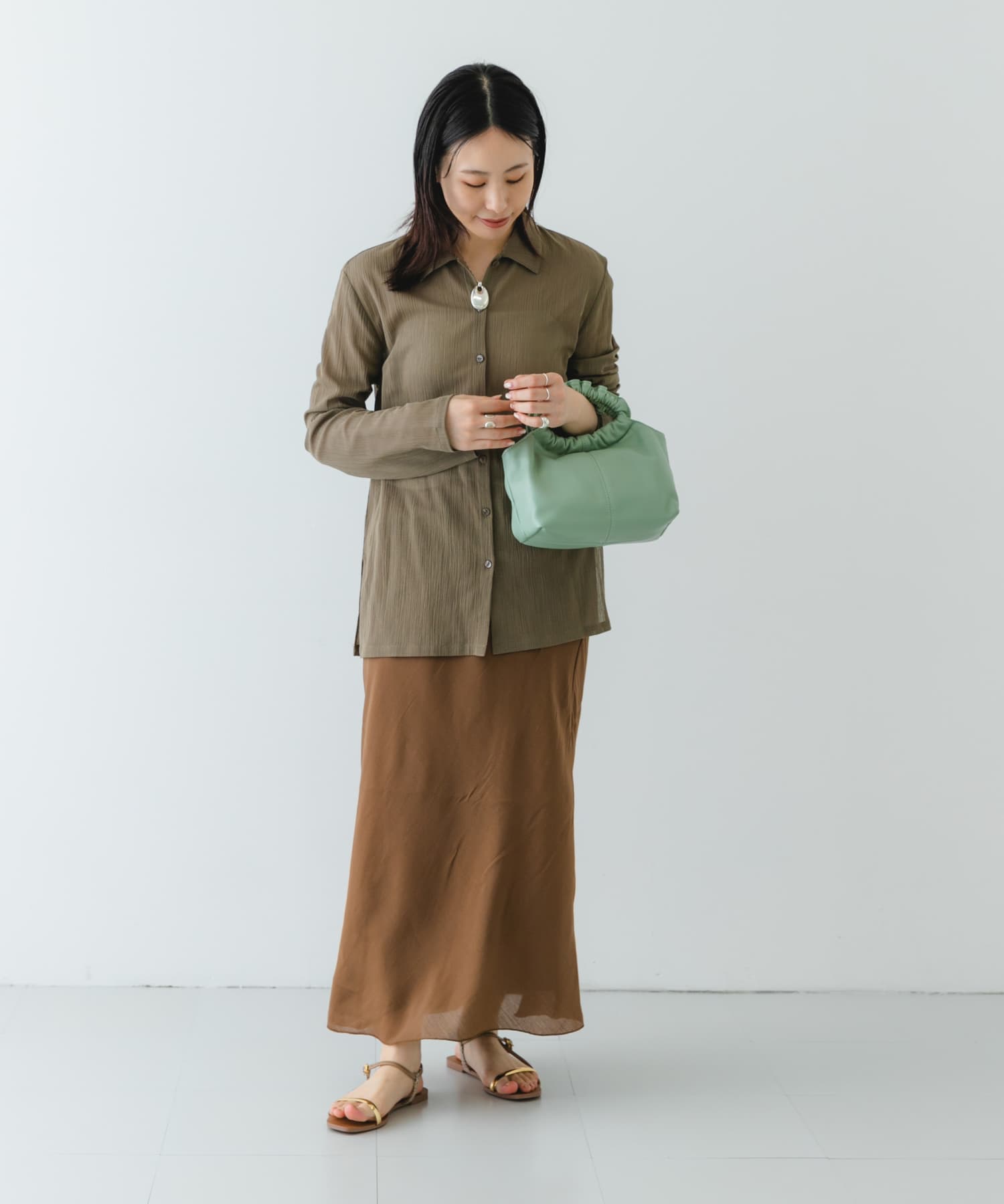 ギャザーハンドルバッグ MINT one