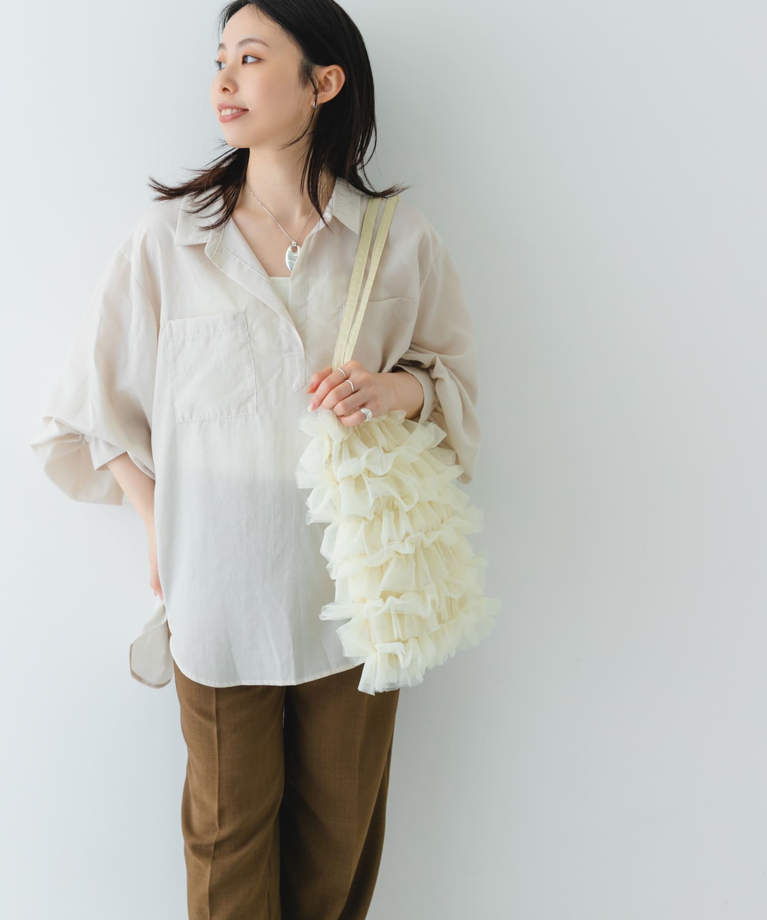 チュールトートバッグ IVORY one