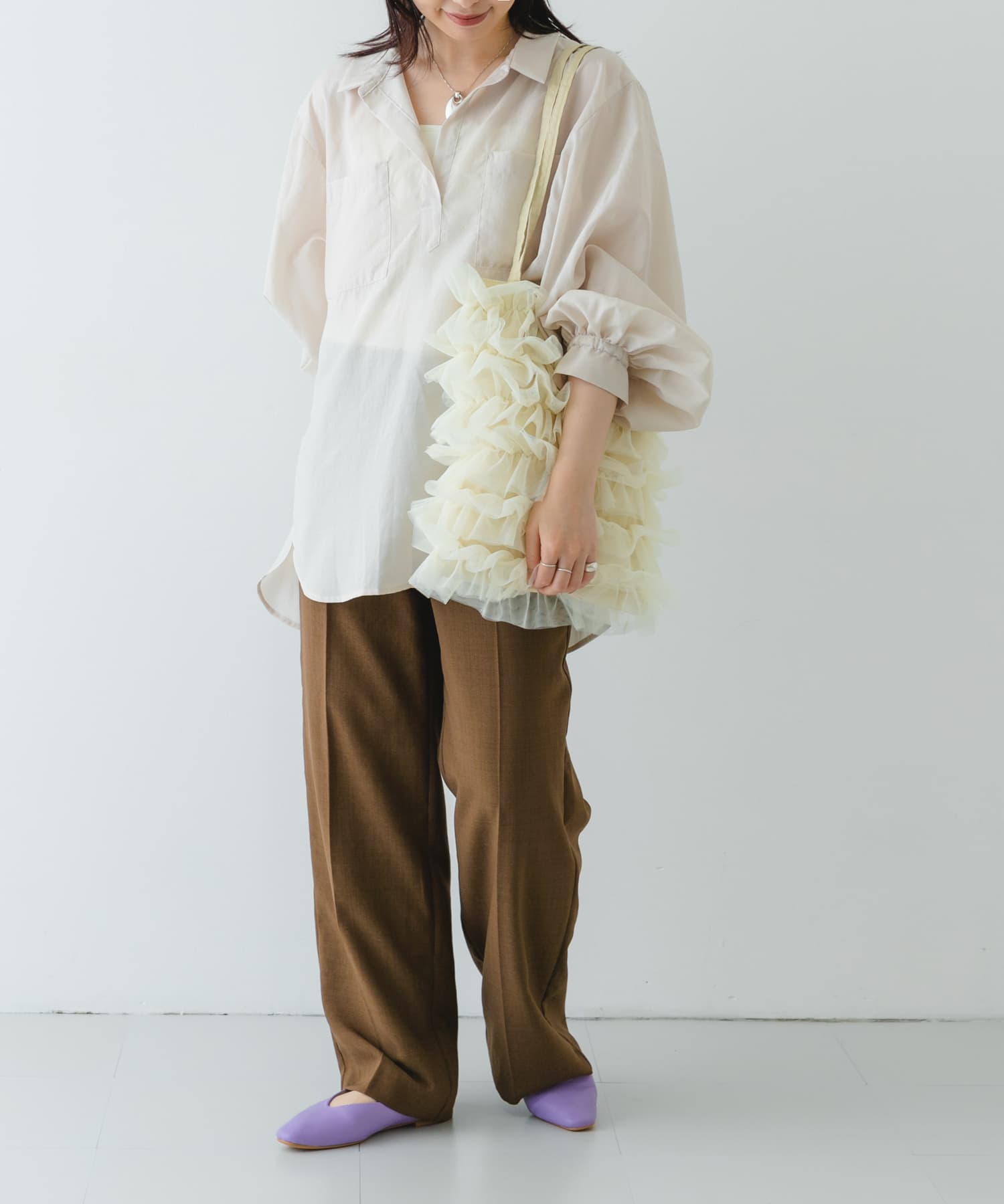 チュールトートバッグ IVORY one