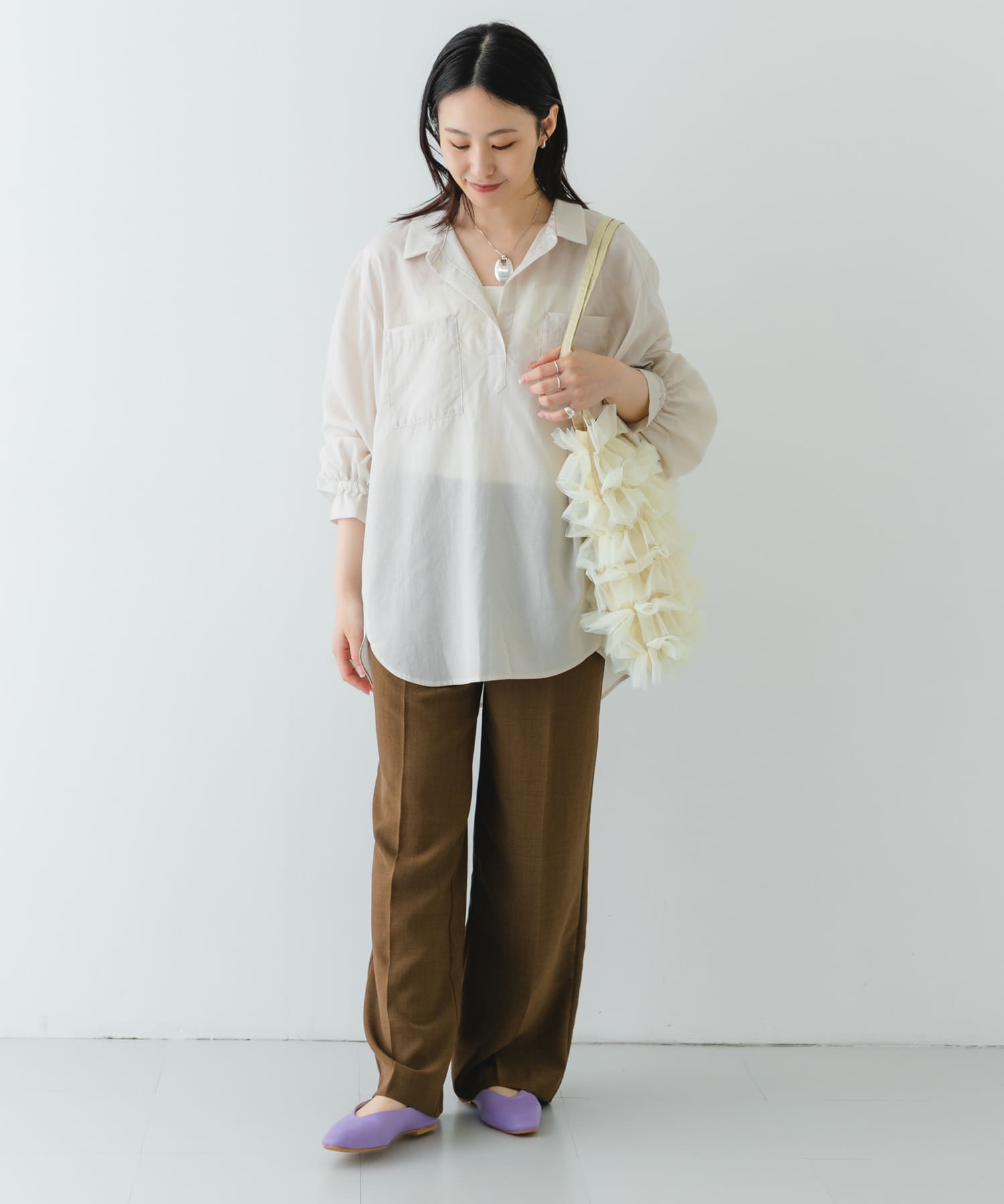 チュールトートバッグ IVORY one