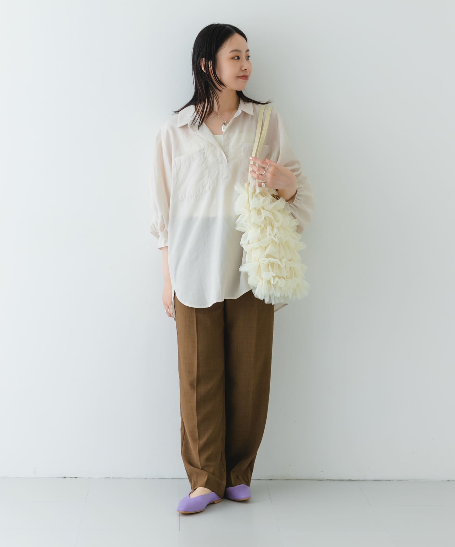 チュールトートバッグ IVORY one