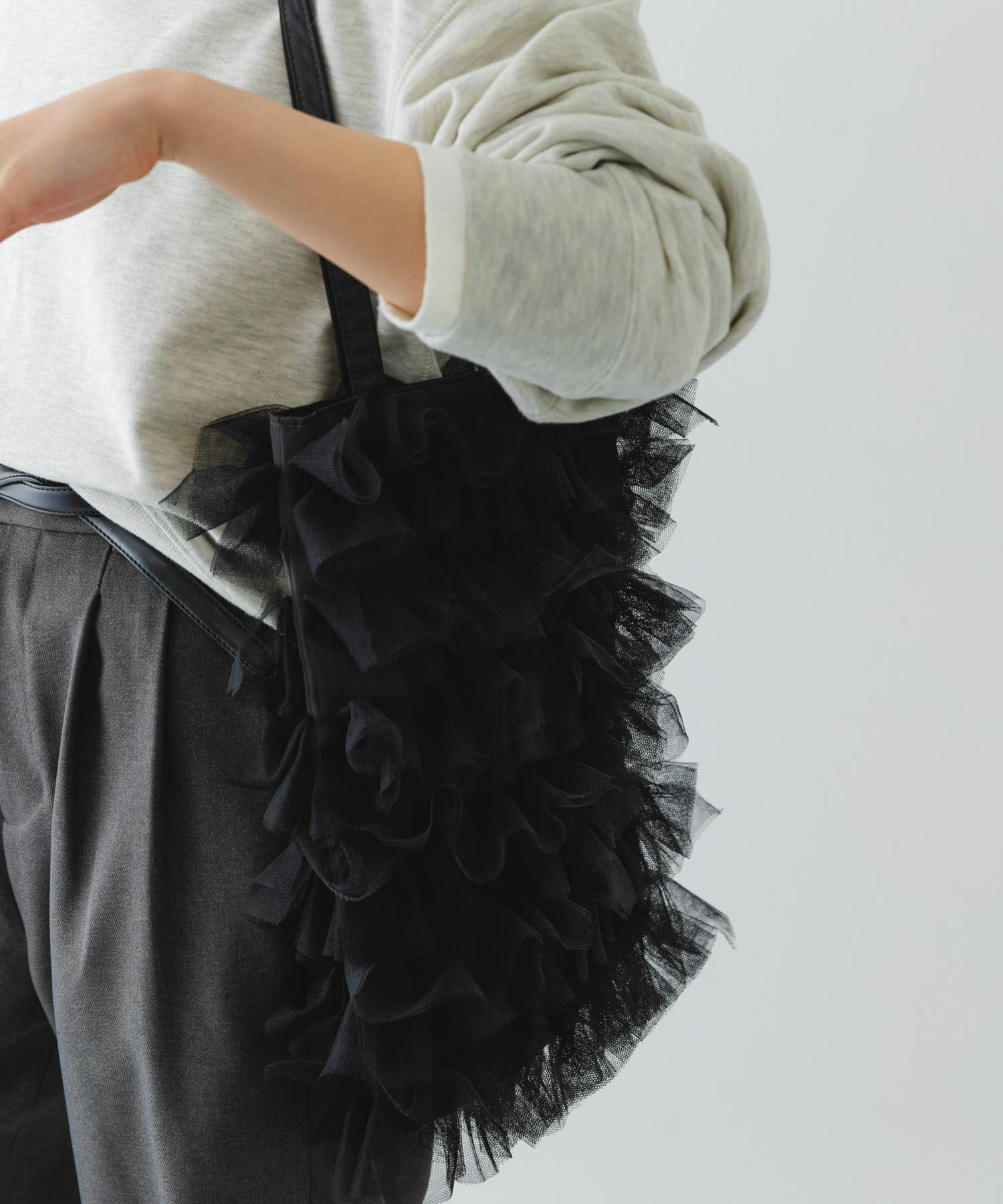 チュールトートバッグ BLACK one