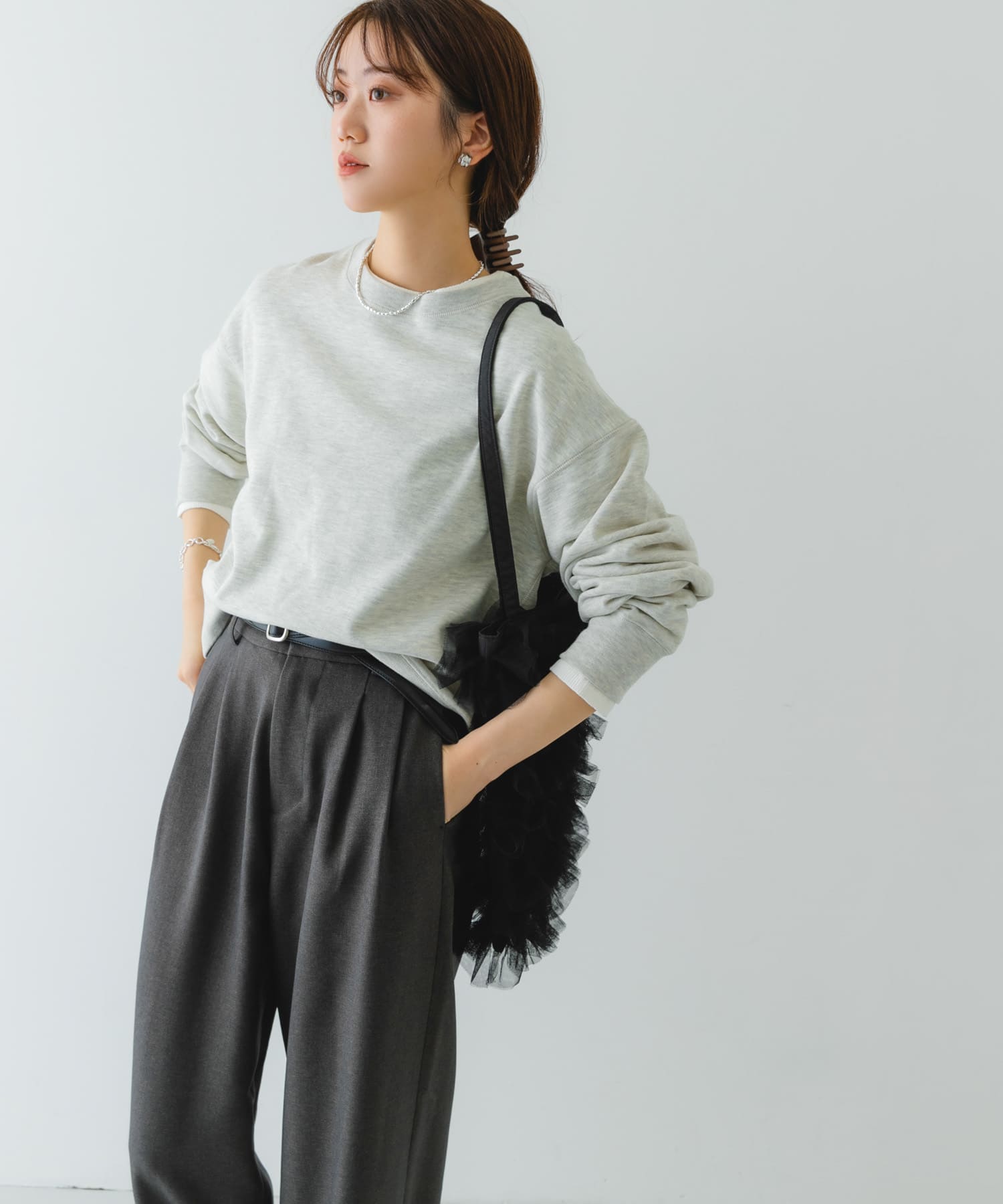 チュールトートバッグ BLACK one