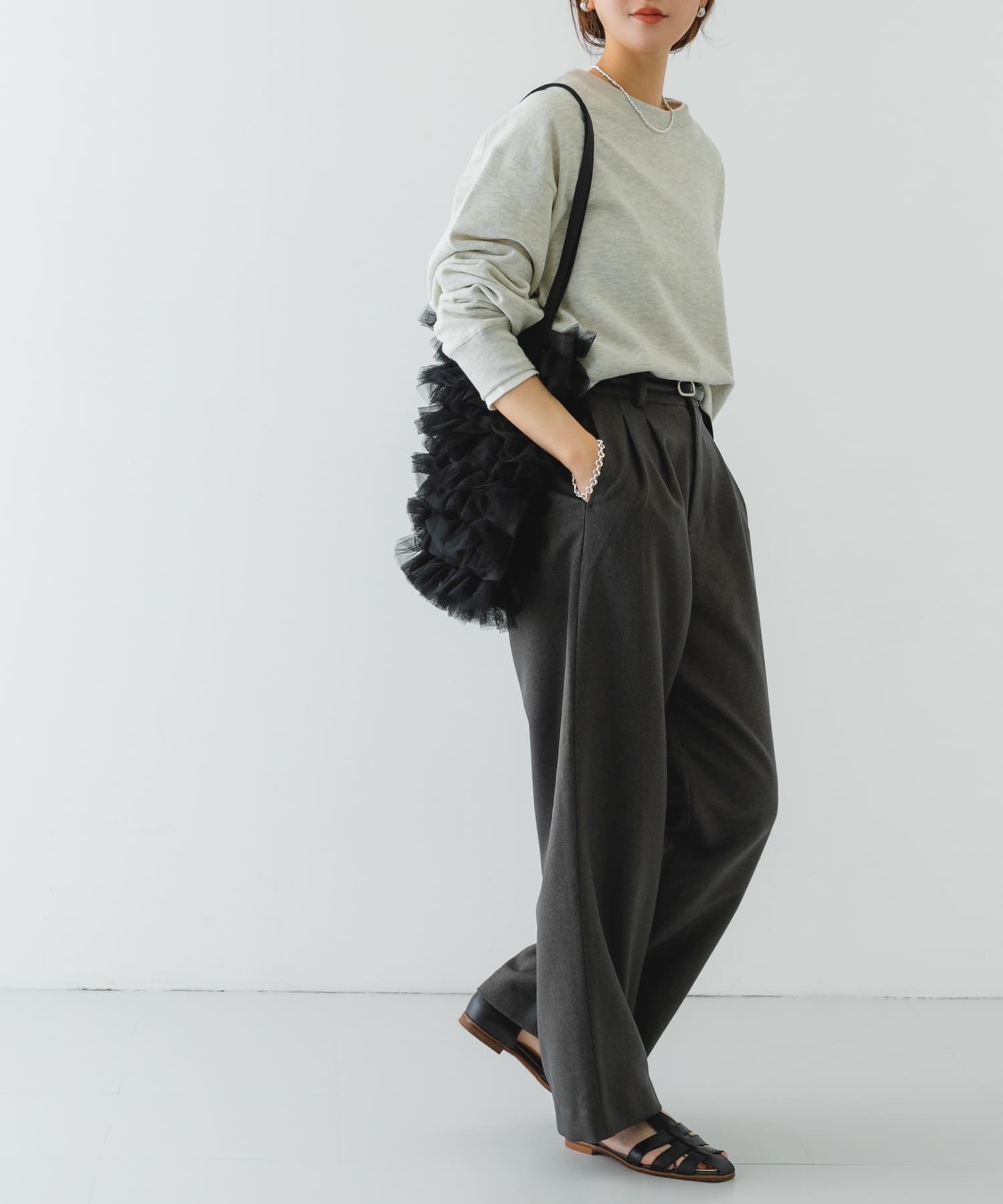 チュールトートバッグ BLACK one