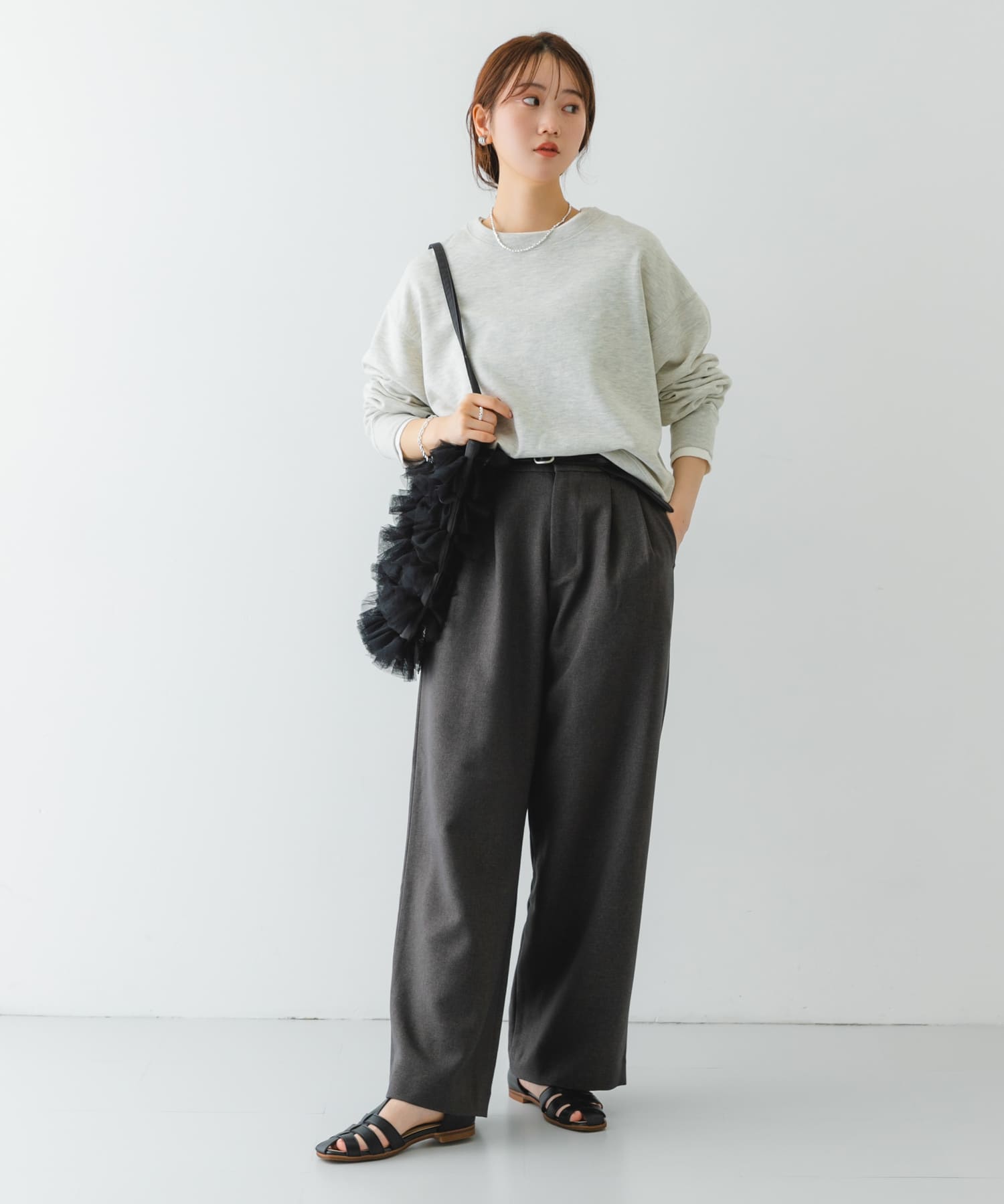 チュールトートバッグ BLACK one