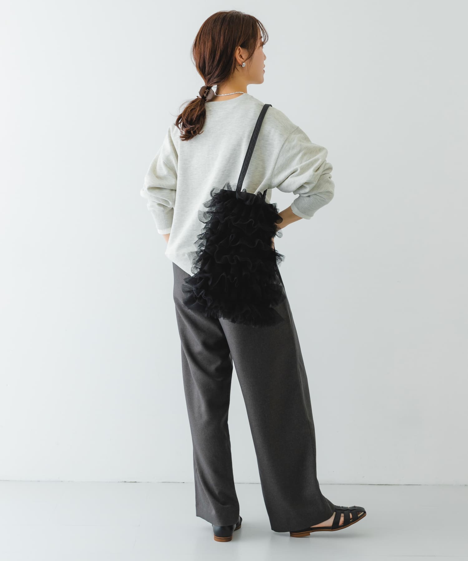 チュールトートバッグ BLACK one