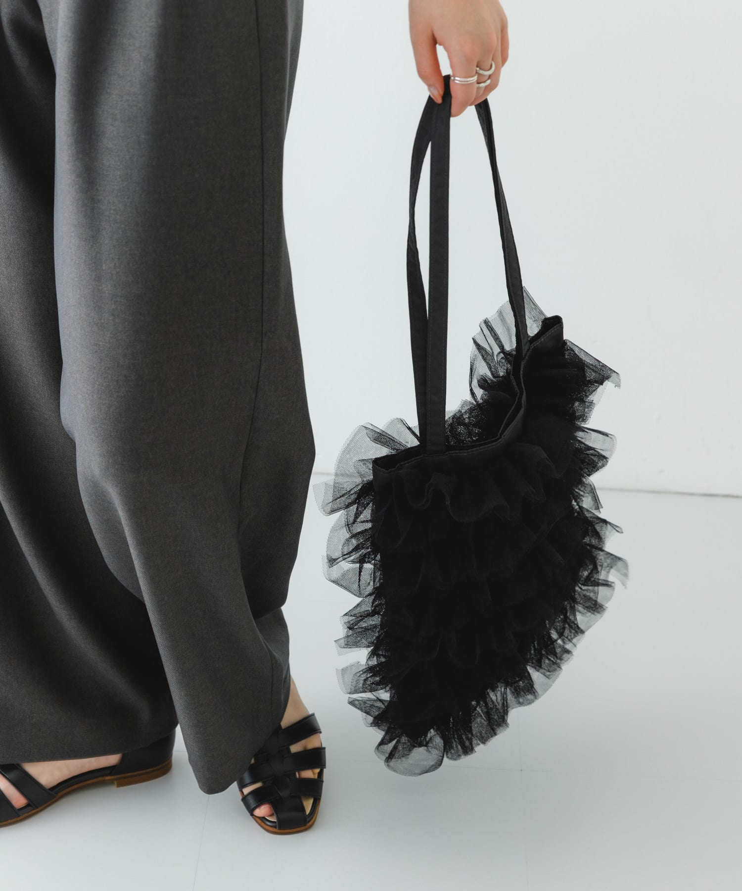 チュールトートバッグ BLACK one