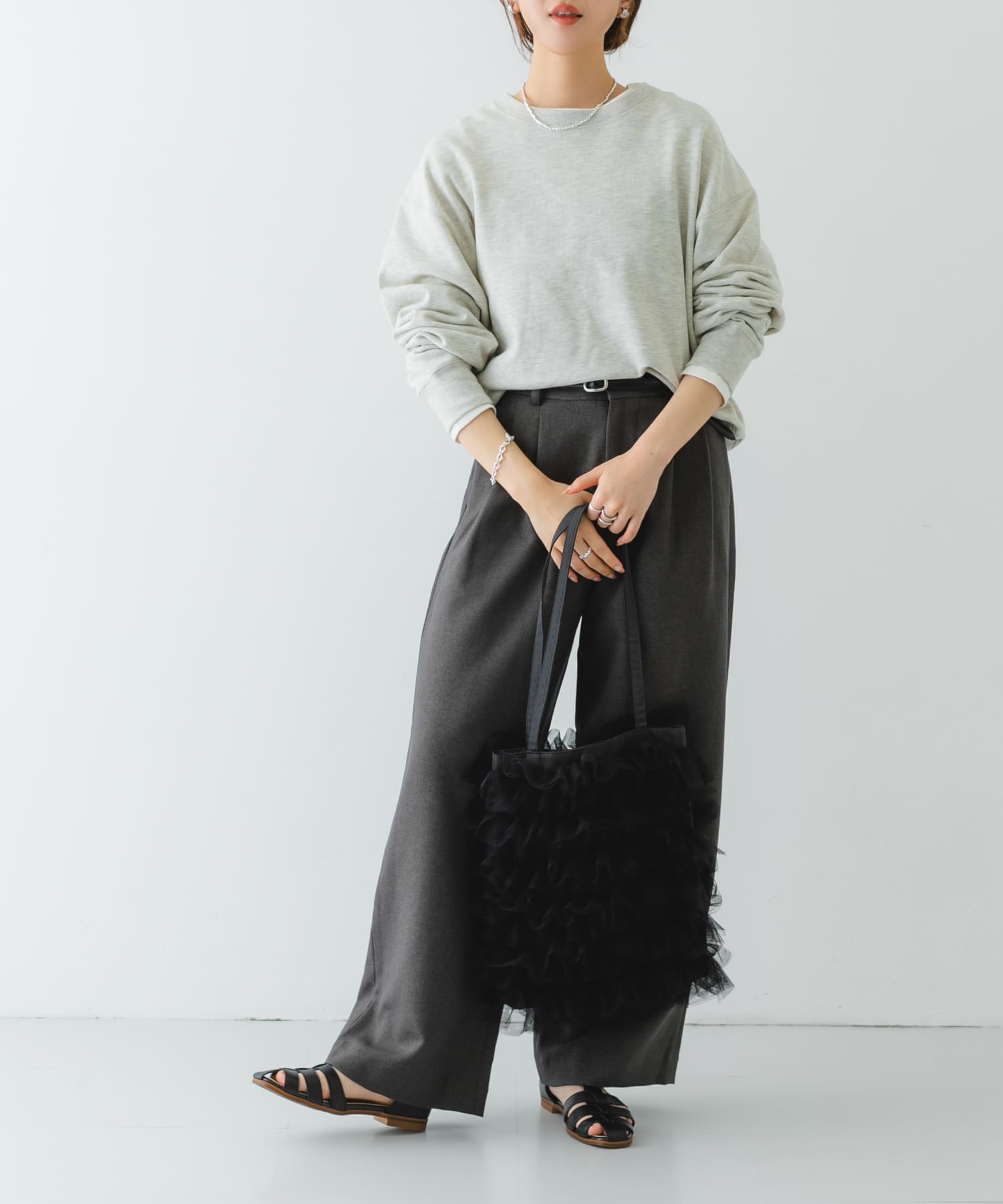チュールトートバッグ BLACK one